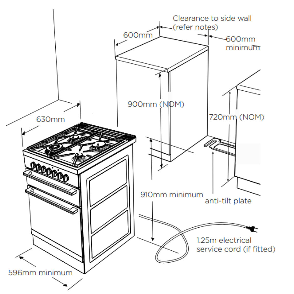 Westinghouse 60cm Dual Fuel Stainless Steel Upright Stove WFE612SC - Perfect for Kitchen, RV & Outdoor Cooking | Gas & Electric Combo Range