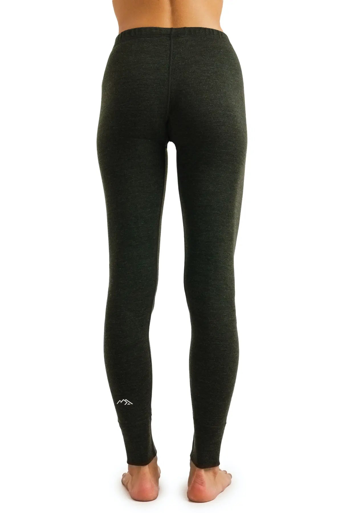 Women's Merino Wool Pants 320 - Army Green Thermal Base Layer for Hiking, Skiing & Winter Outdoor Activities