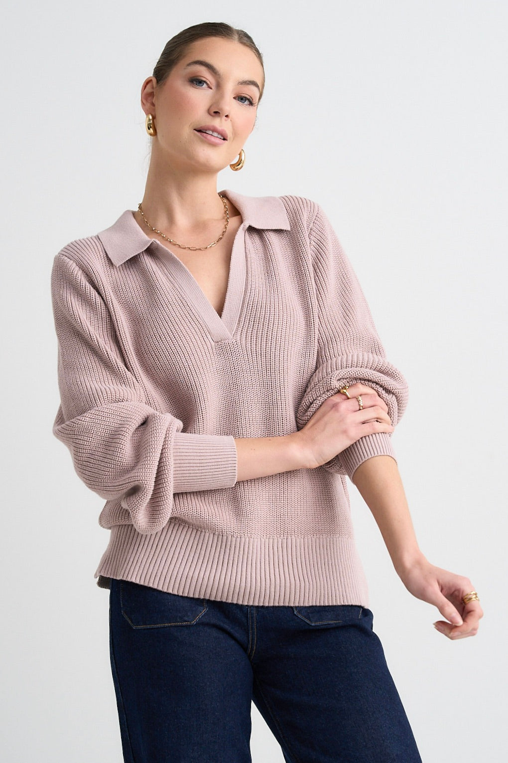 Honor Mushroom Cotton Collar Jumper for Women - Soft & Comfortable Knit Sweater - Perfect for Fall & Winter Outfits, Office Wear and Casual Style