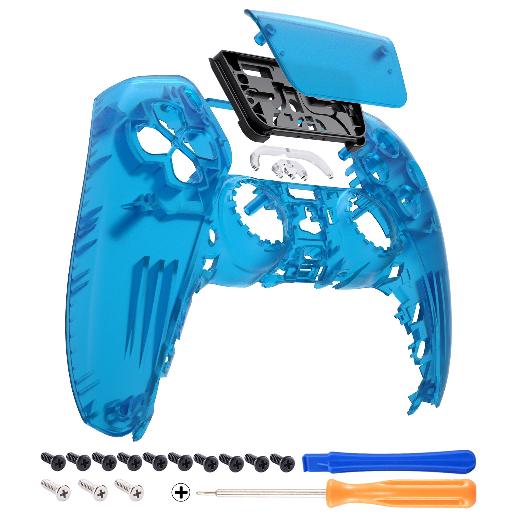 eXtremeRate Clear Blue Touchpad Front Housing Shell for PS5 Controller BDM-010/020/030/040/050 - DIY Replacement Shell & Custom Touch Pad Cover (ZPFM5004G3) - Perfect for Gaming Enthusiasts & PS5 Controller Modding