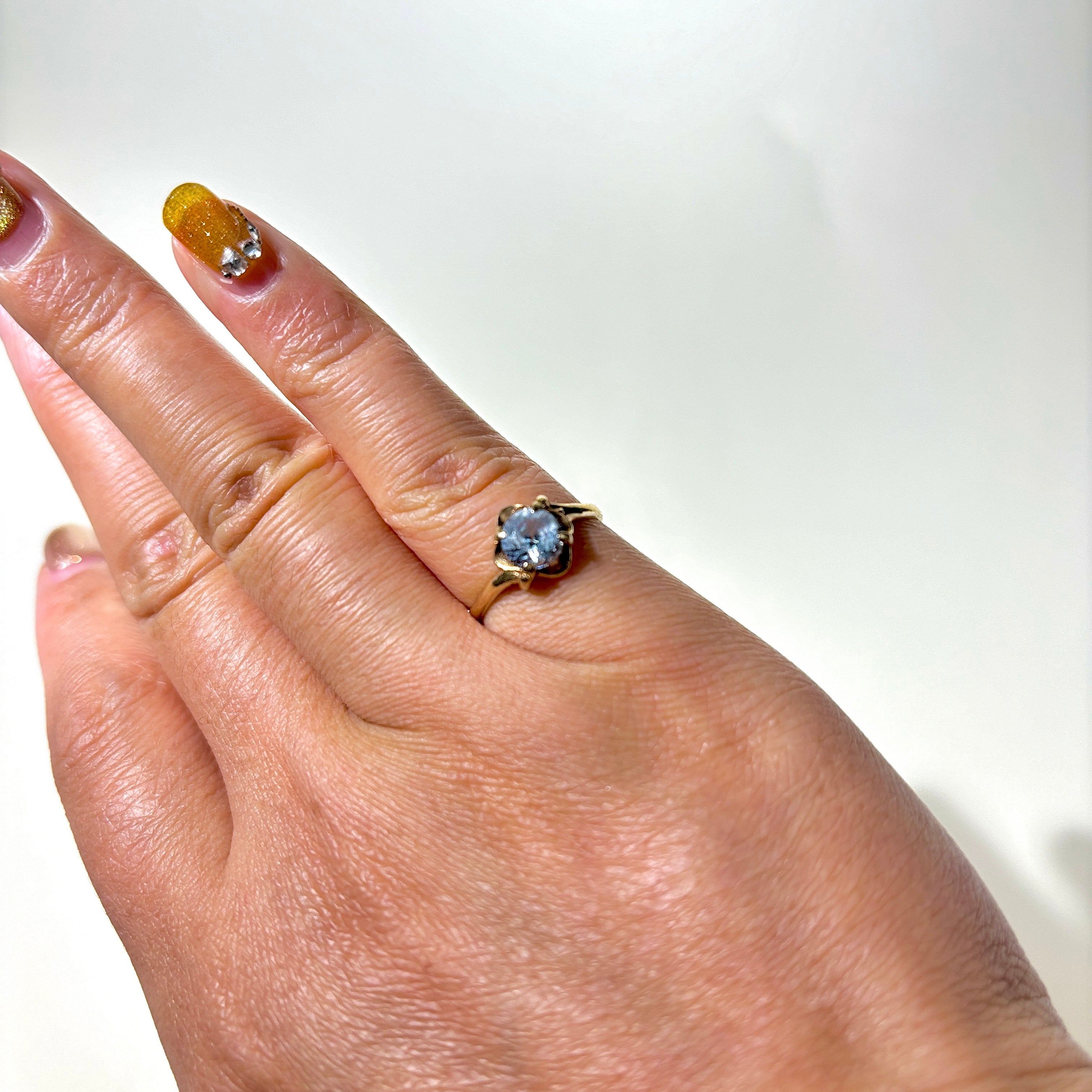 10K Gold Round Cut Aquamarine Ring - 0.65ct Natural Gemstone - Size 4.75 - Elegant Birthstone Jewelry for Women - Perfect for Engagement, Anniversary & Everyday Wear