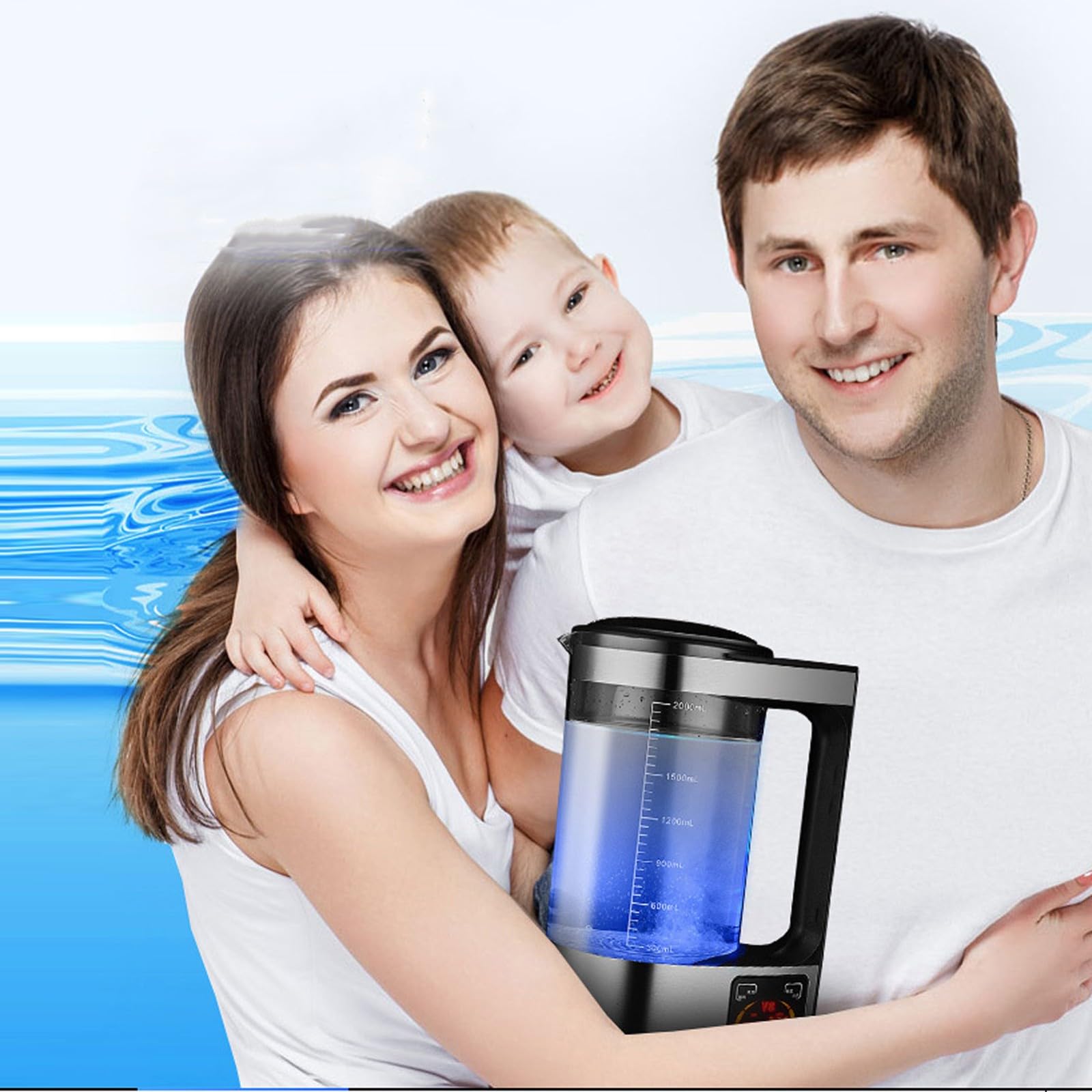 VHVYWY 2L Hydrogen Water Bottle, Alkaline Water Ionizer, Portable Hydrogen Generator with LED Display & Thermostat for Home, Office, Gym & Travel - Boost Hydration & Wellness