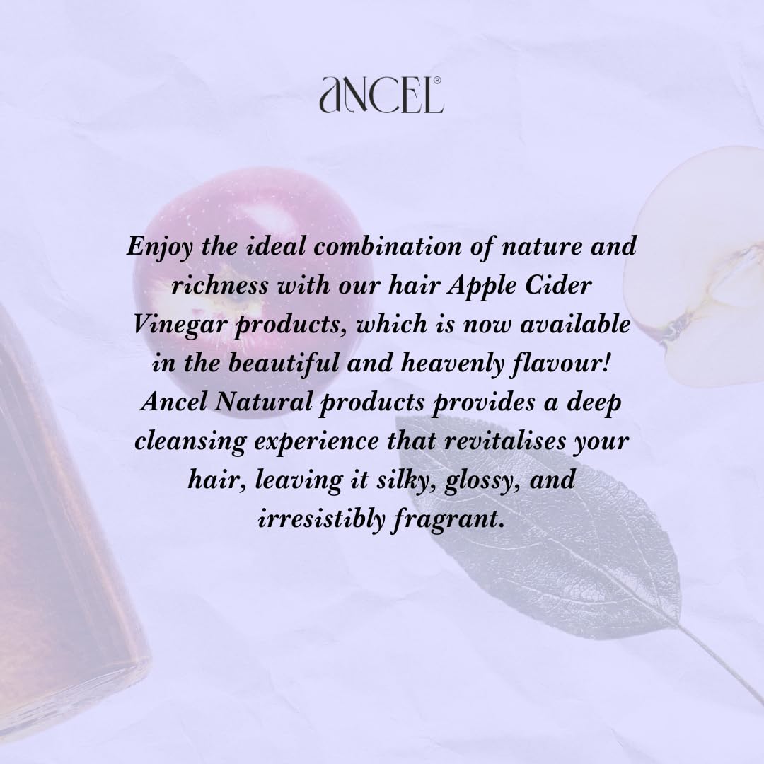 Ancel Apple Cider Vinegar Hair Conditioner 300ml - Natural Formula with ACV, Almond Oil, Argan Oil & Shea Butter - Sulfate Free & Paraben Free - For Dry, Damaged Hair - Men & Women - Perfect for Daily Use & Color Treated Hair