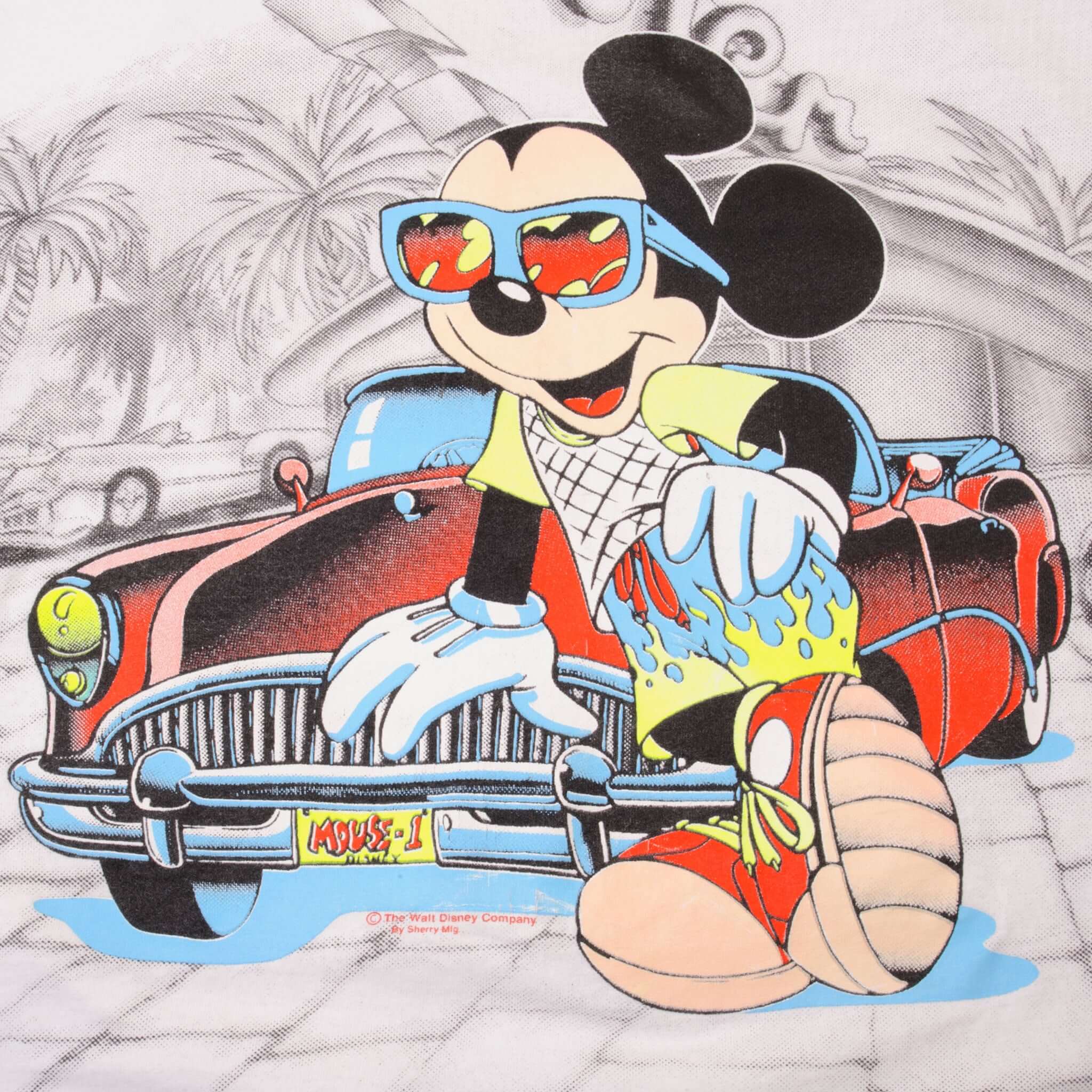 Vintage Disney Mickey Mouse All Over Print T-Shirt Large - 1990s USA Made - Casual Wear & Retro Fashion for Men & Women