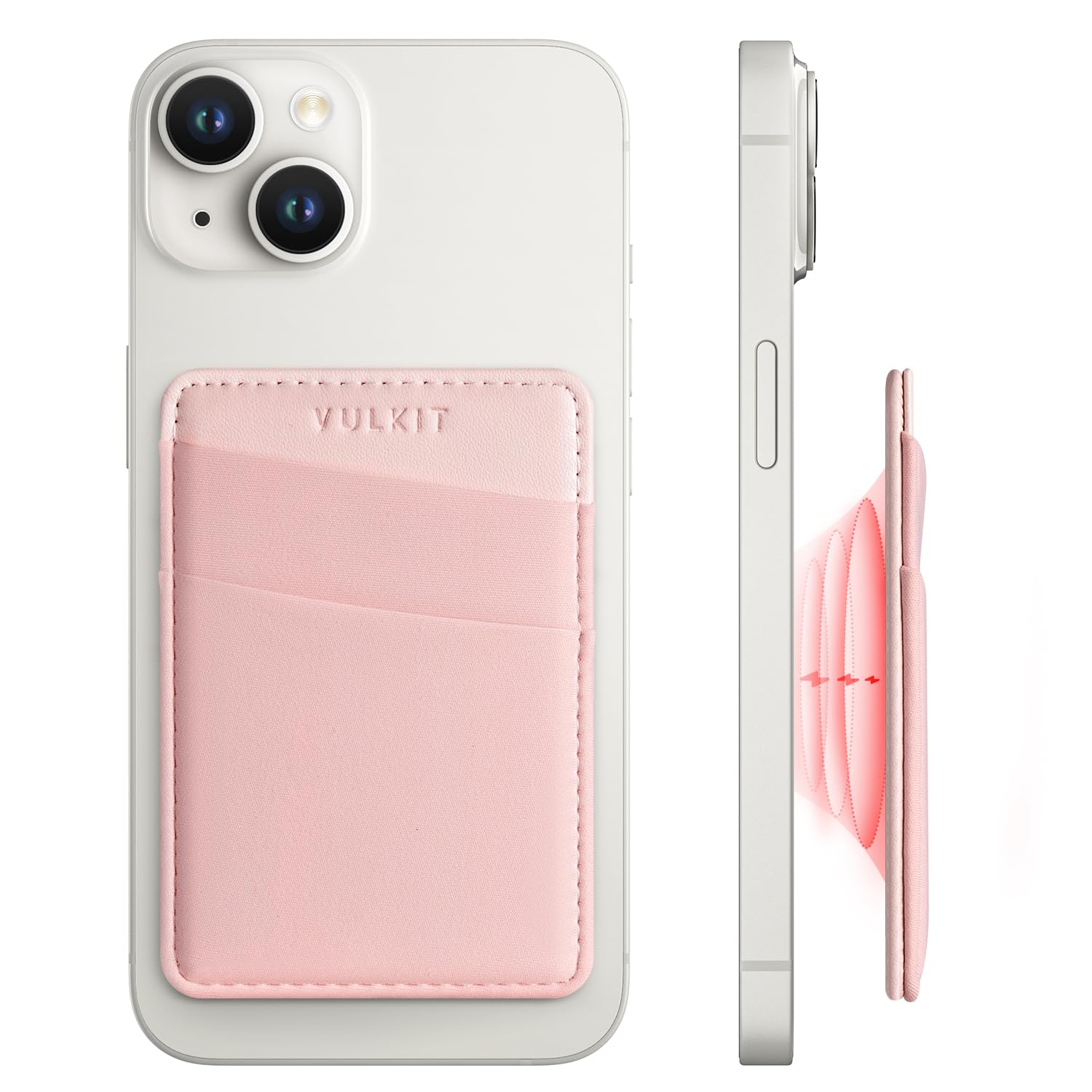 VULKIT Magnetic Phone Wallet for MagSafe - Slim RFID Blocking Card Holder for iPhone 16/15/14/13/12 Series - Compatible with MagSafe Cases (Rose Gold) | Perfect for Everyday Carry, Travel & Contactless Payments