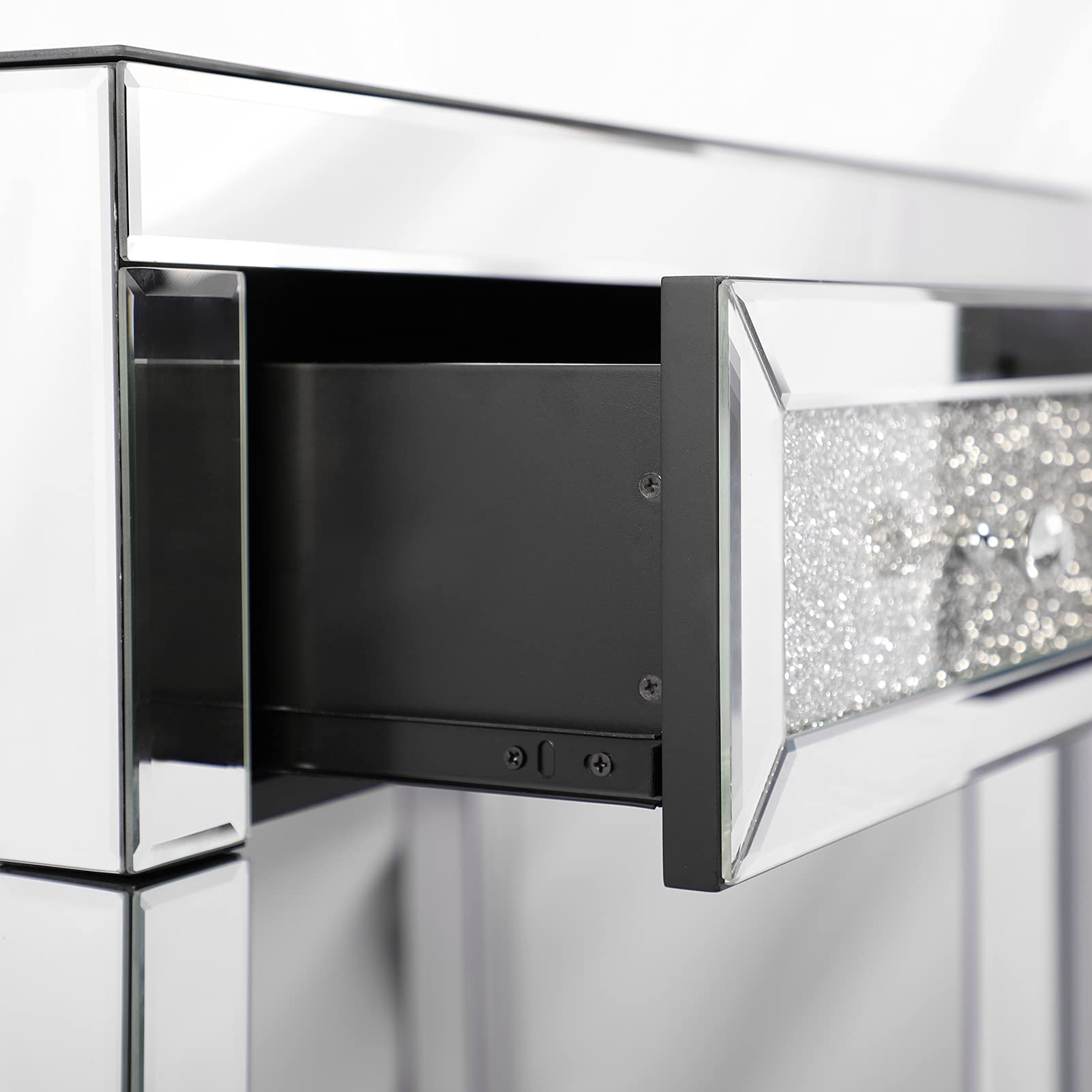 DEINPPA Mirrored Vanity Desk Set with Crystal Diamond Drawers - Makeup Dressing Table for Women & Girls, Home Office & Living Room Decor - Perfect for Beauty Routines & Small Space Organization