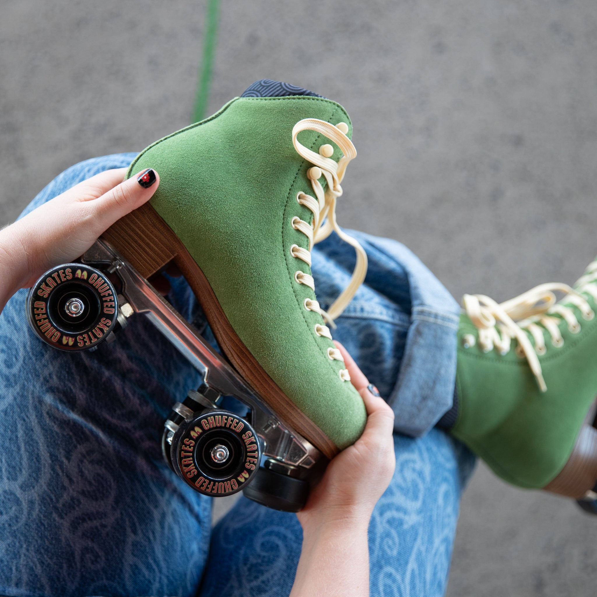 Chuffed Skates Wanderer Roller Skates - Premium Olive Green Outdoor & Indoor Quad Skates for Women & Men | Perfect for Rink, Park, Street Skating & Roller Derby