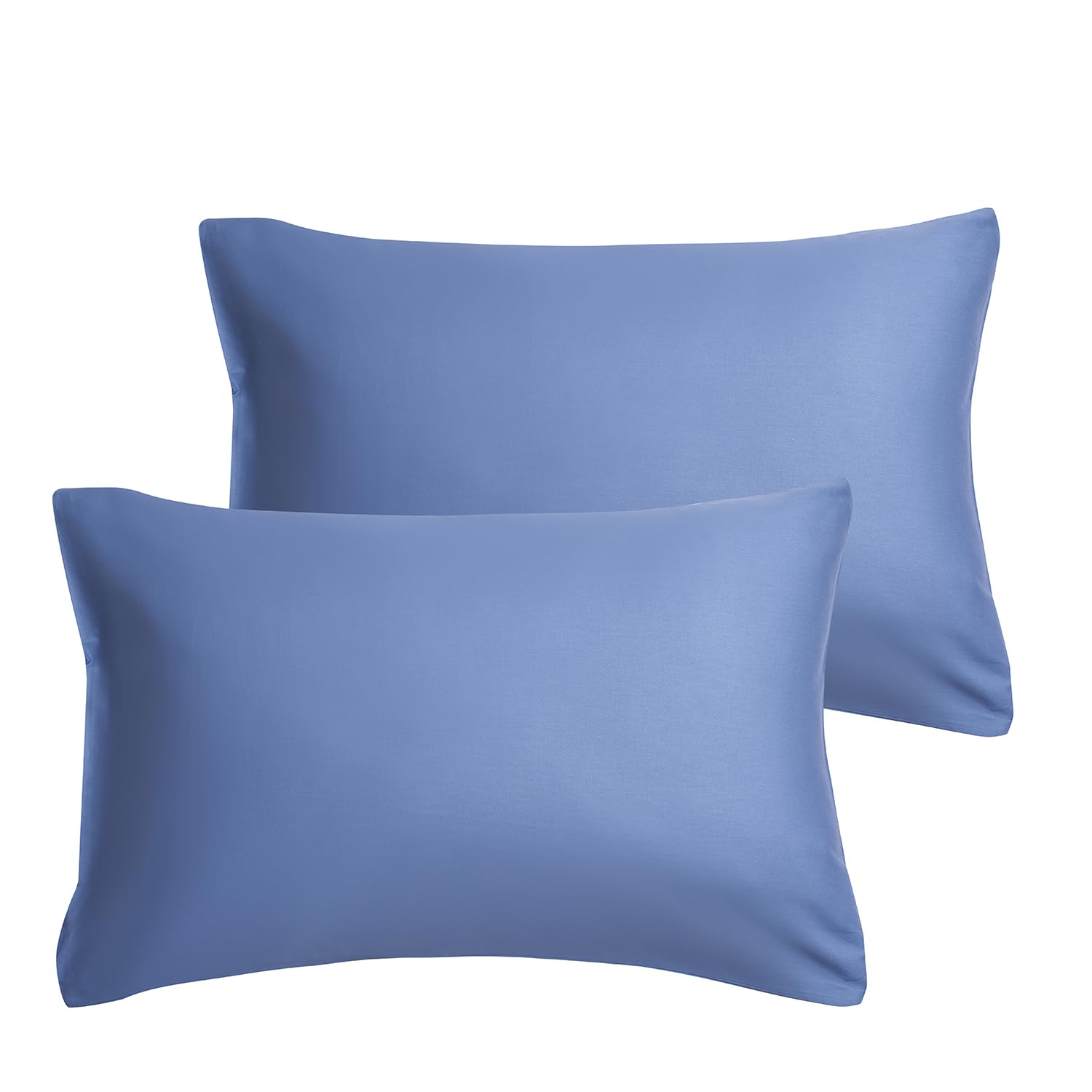Premium 100% Cotton Queen Size Pillowcases Set of 2 - 20x30 Inches Super Soft & Breathable Envelope Closure Blue Pillow Covers for Bedroom, Hotel, or Guest Room - Durable & Hypoallergenic Bedding Accessories