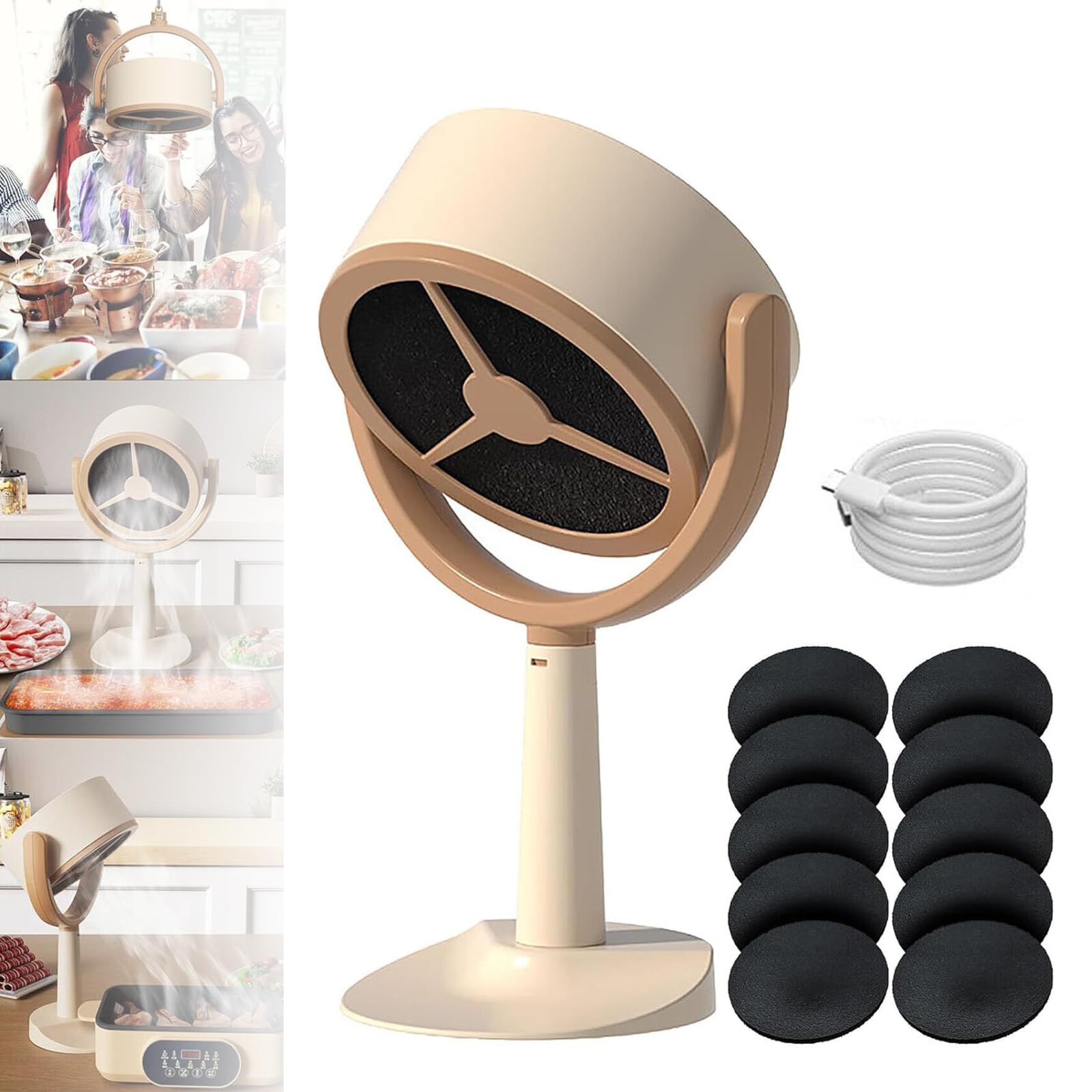 Lorivu Rechargeable Smoke Purifier & Portable Kitchen Exhaust Fan - Home, Car, Office Air Filter for Cooking Fumes, BBQ, Camping & Indoor Air Purification