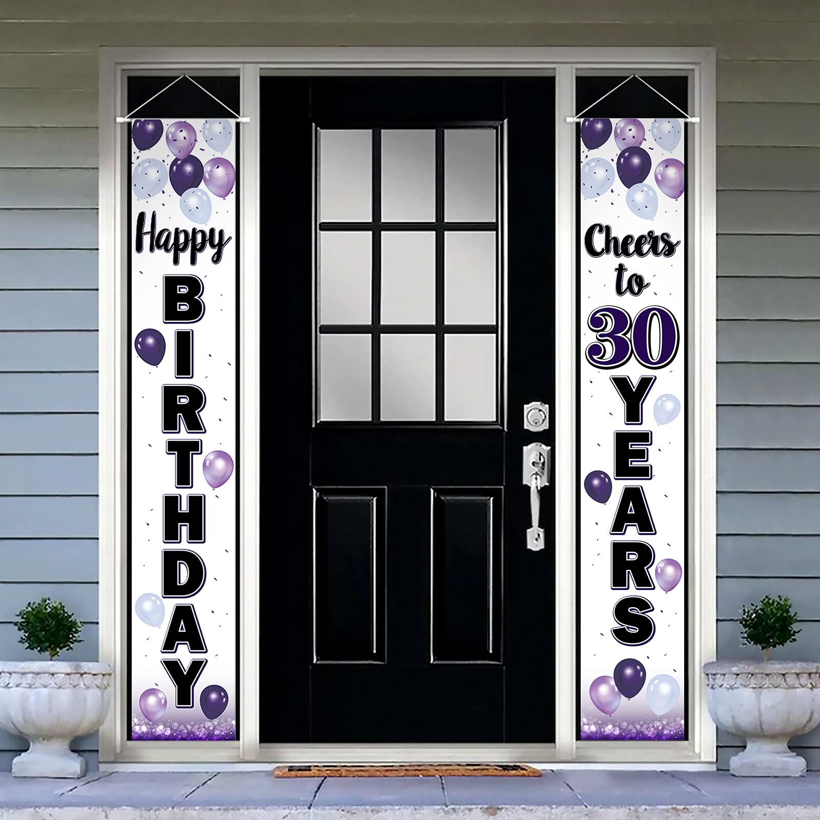 30th Birthday Party Decorations - Purple Balloon Theme Door Banner & Hanging Sign for 30 Year Old Celebration | Perfect for Milestone Birthday Parties, Adult Celebrations & Anniversary Decor