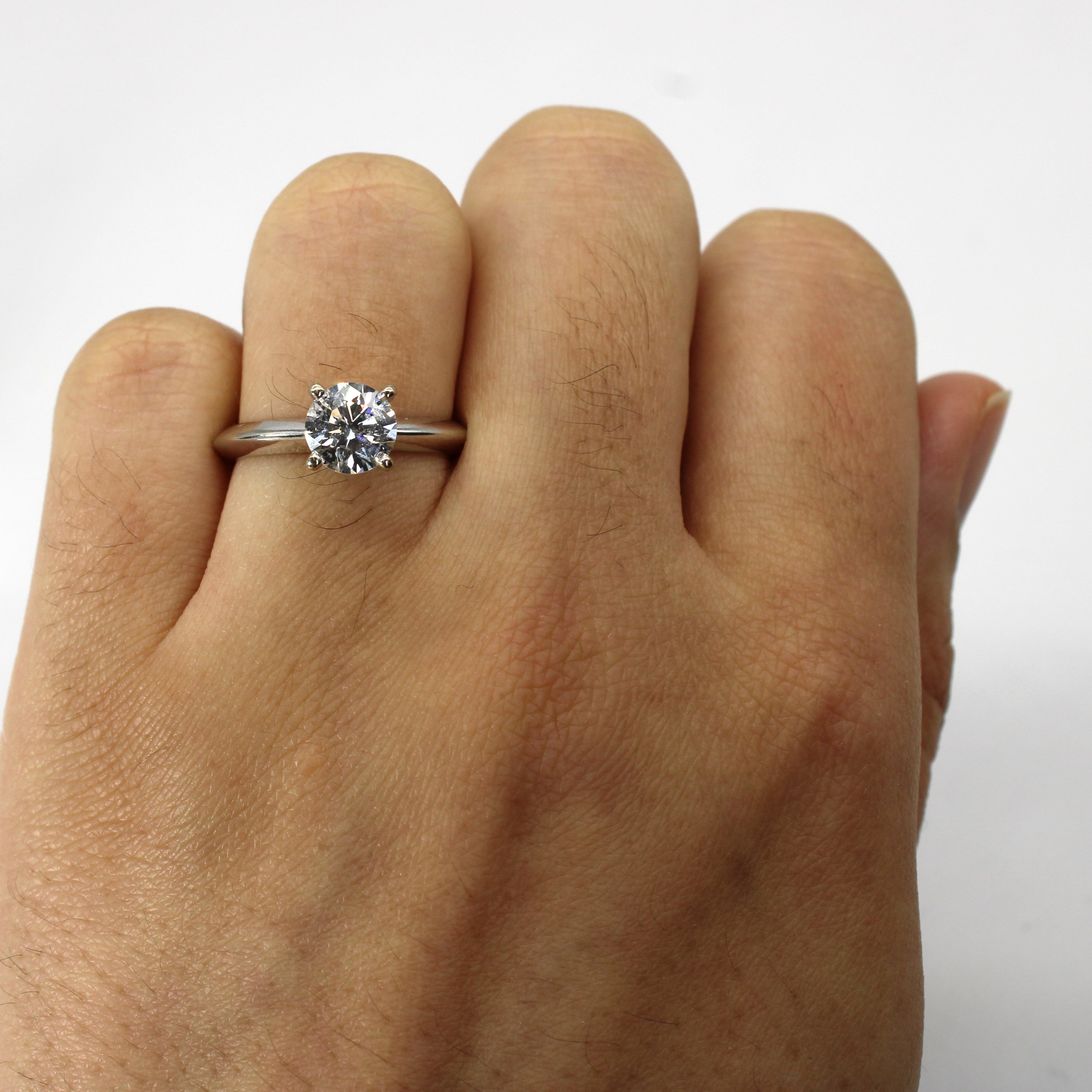 1.12ct Solitaire Diamond Ring in 14K White Gold - I1/I2 H Color, Size 6.25 - Perfect for Engagement, Wedding & Anniversary Gifts