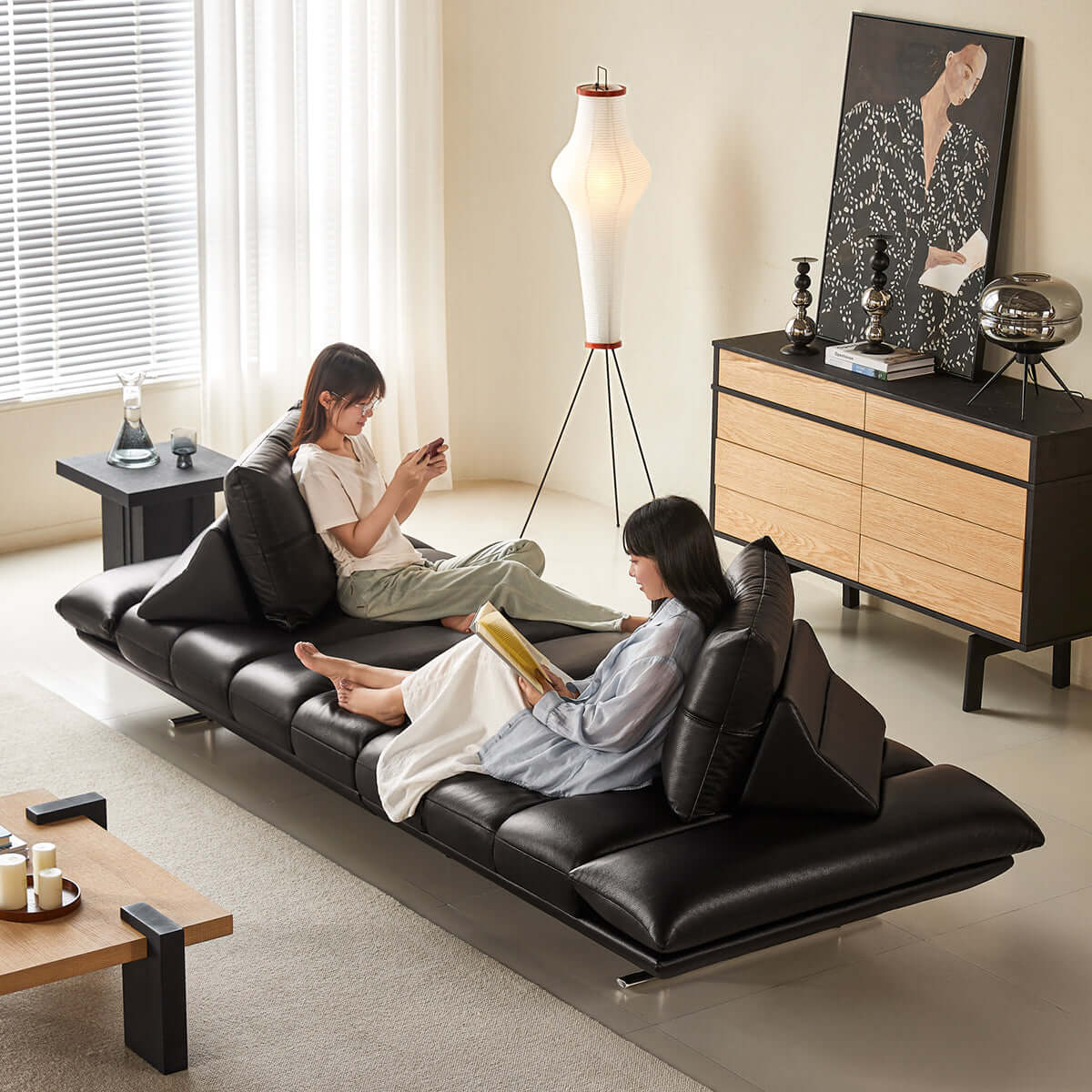 Premium Double-Sided Leather Sofa for Living Room - Reversible Modern Sectional Couch with High-Quality Upholstery - Perfect for Family Gatherings, Movie Nights & Lounge Relaxation