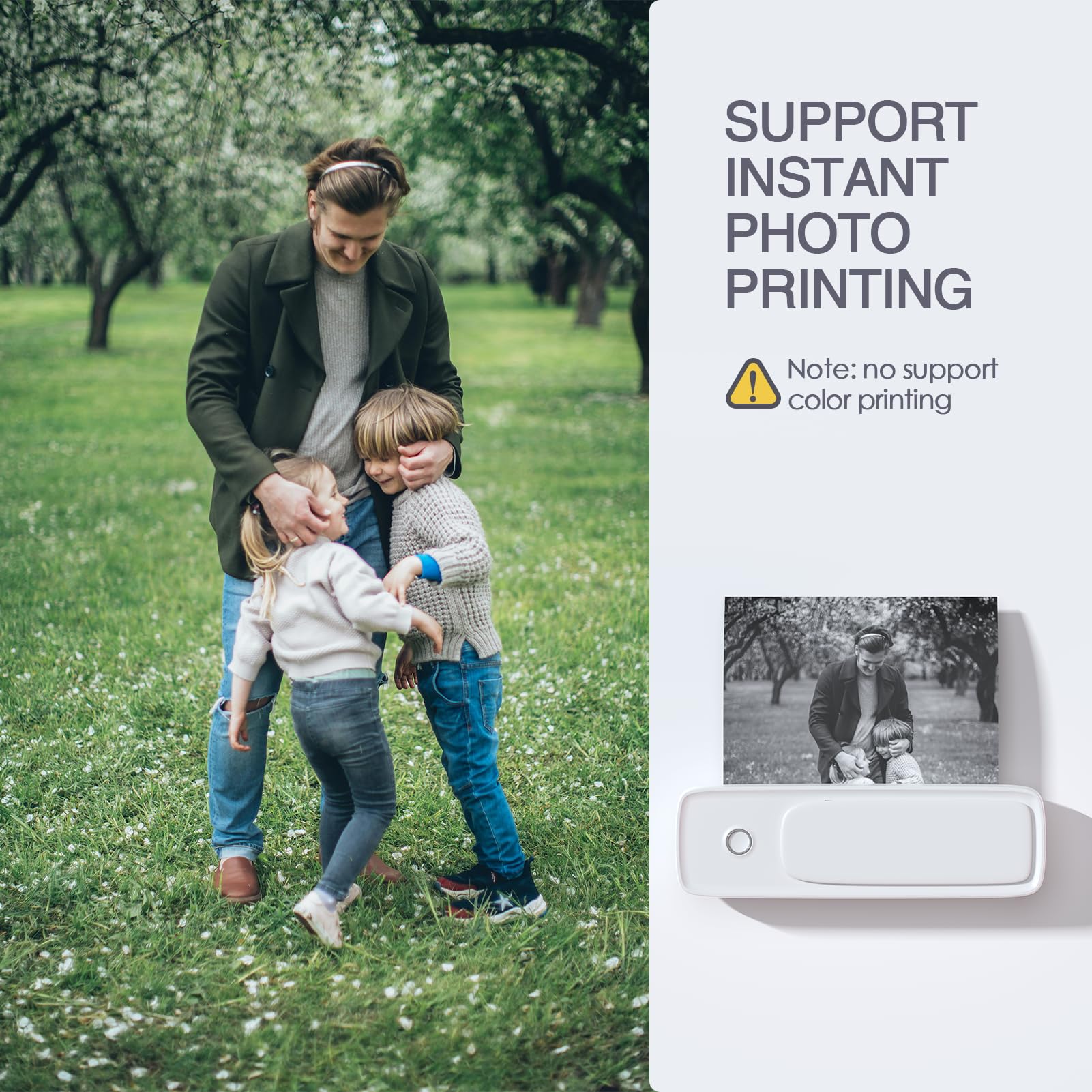 Bisofice Wireless Portable Thermal Printer - Inkless Mobile & PC Printer for Travel, Home & Office - Compatible with 8.5