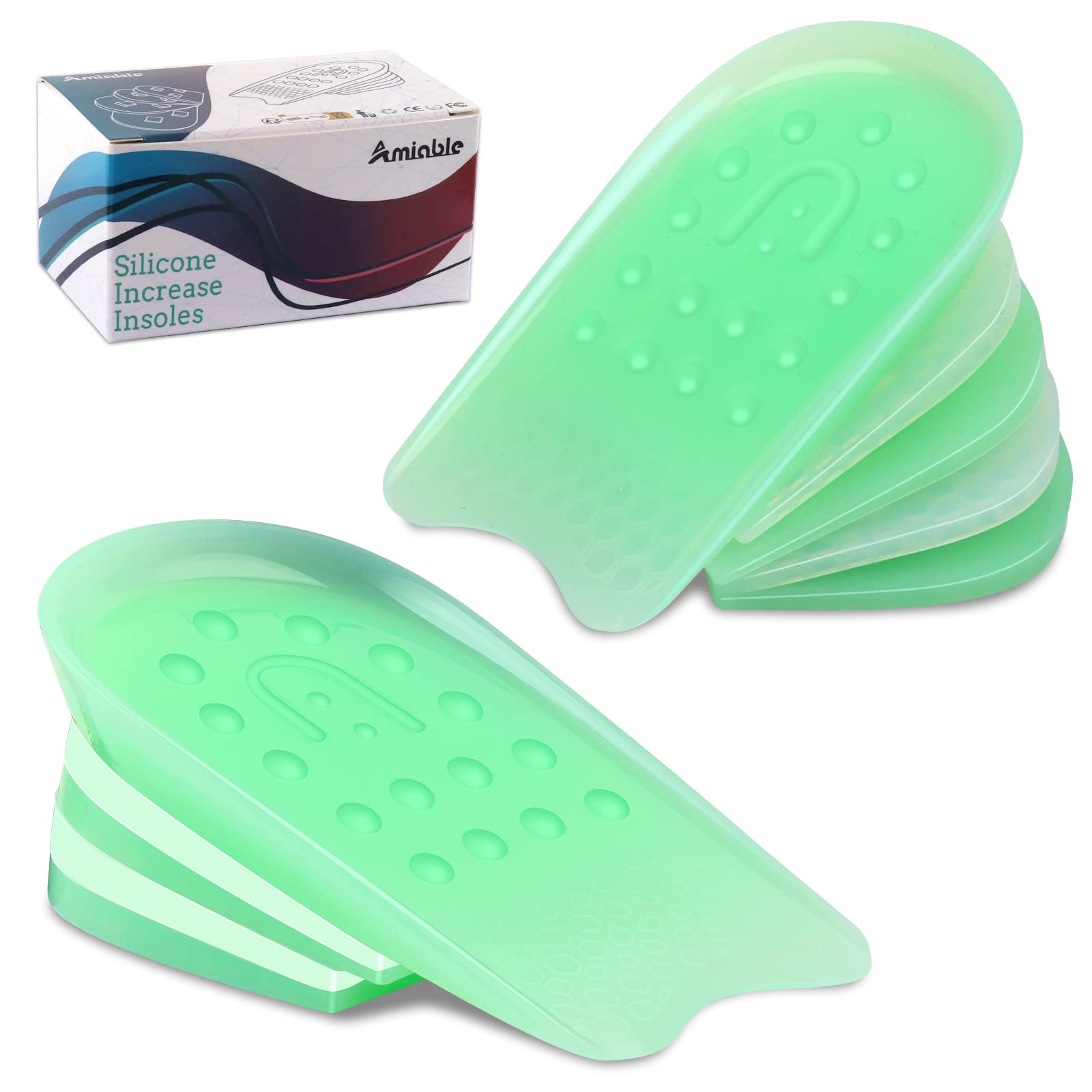 **Height Increasing Insoles for Men & Women - 5-Layer Silicone Shoe Lifts for Leg Length Discrepancies - Comfortable Heel Inserts for Daily Wear, Work & Special Occasions**