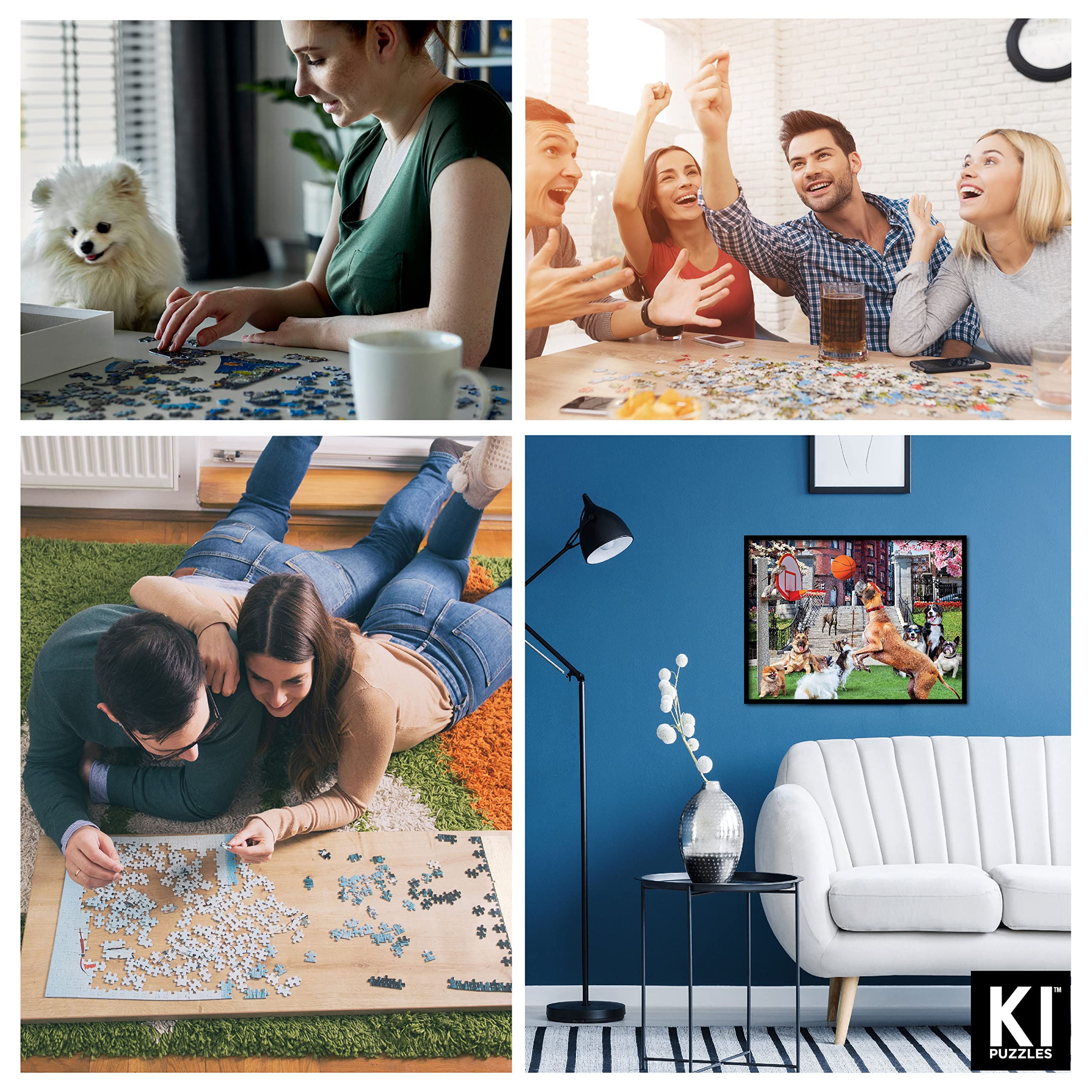 1000 Piece Jigsaw Puzzle for Adults - Shooting Hoops Basketball Puzzle by KI Puzzles, 27x20 Inch Large Whimsical Art Puzzle, Fun Challenge for Family Game Night & Relaxation