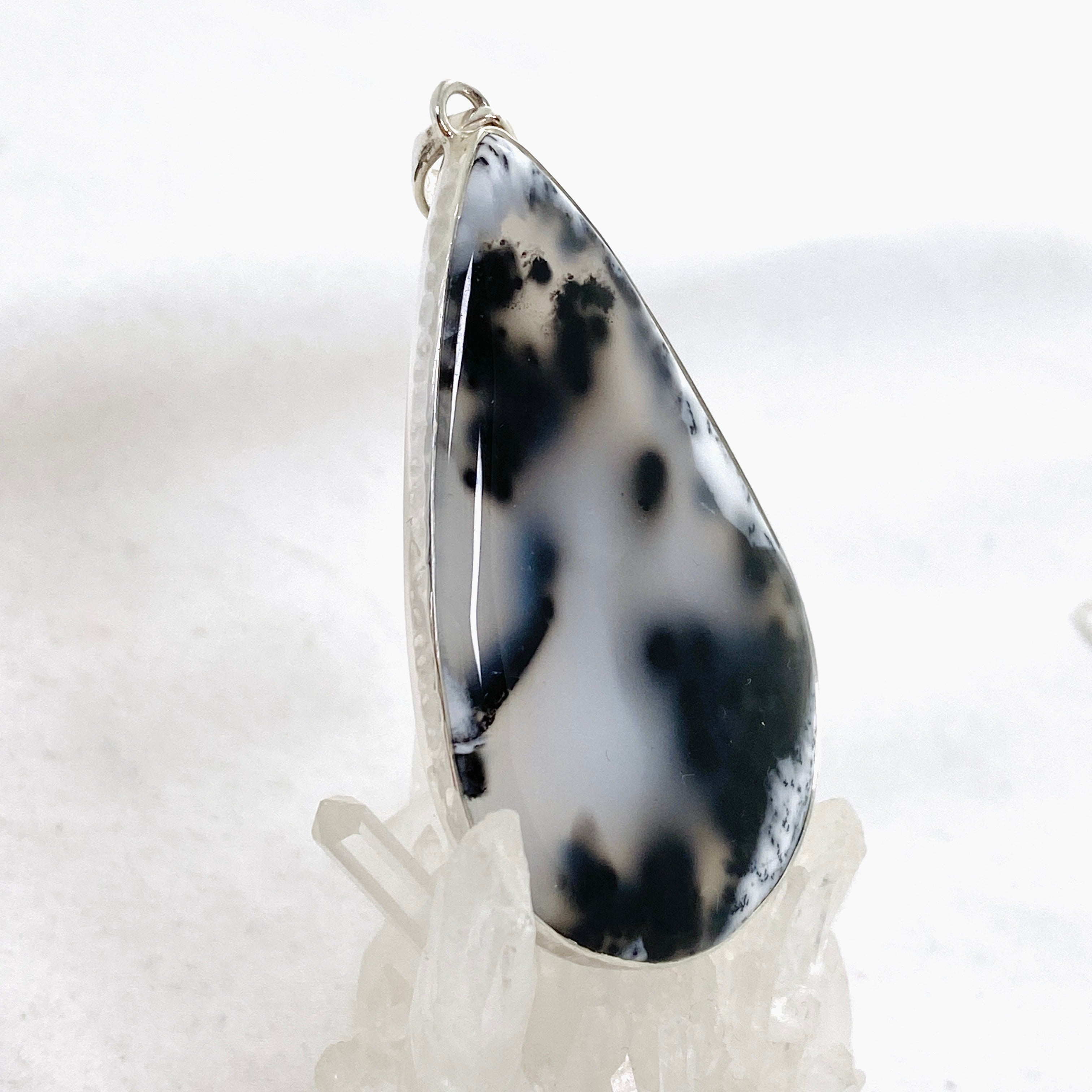 Dendritic Opal Teardrop Cabochon Pendant KPGJ4677 - Natural Gemstone Jewelry for Women, Handmade Silver Necklace - Perfect for Boho Style, Gift Giving & Special Occasions