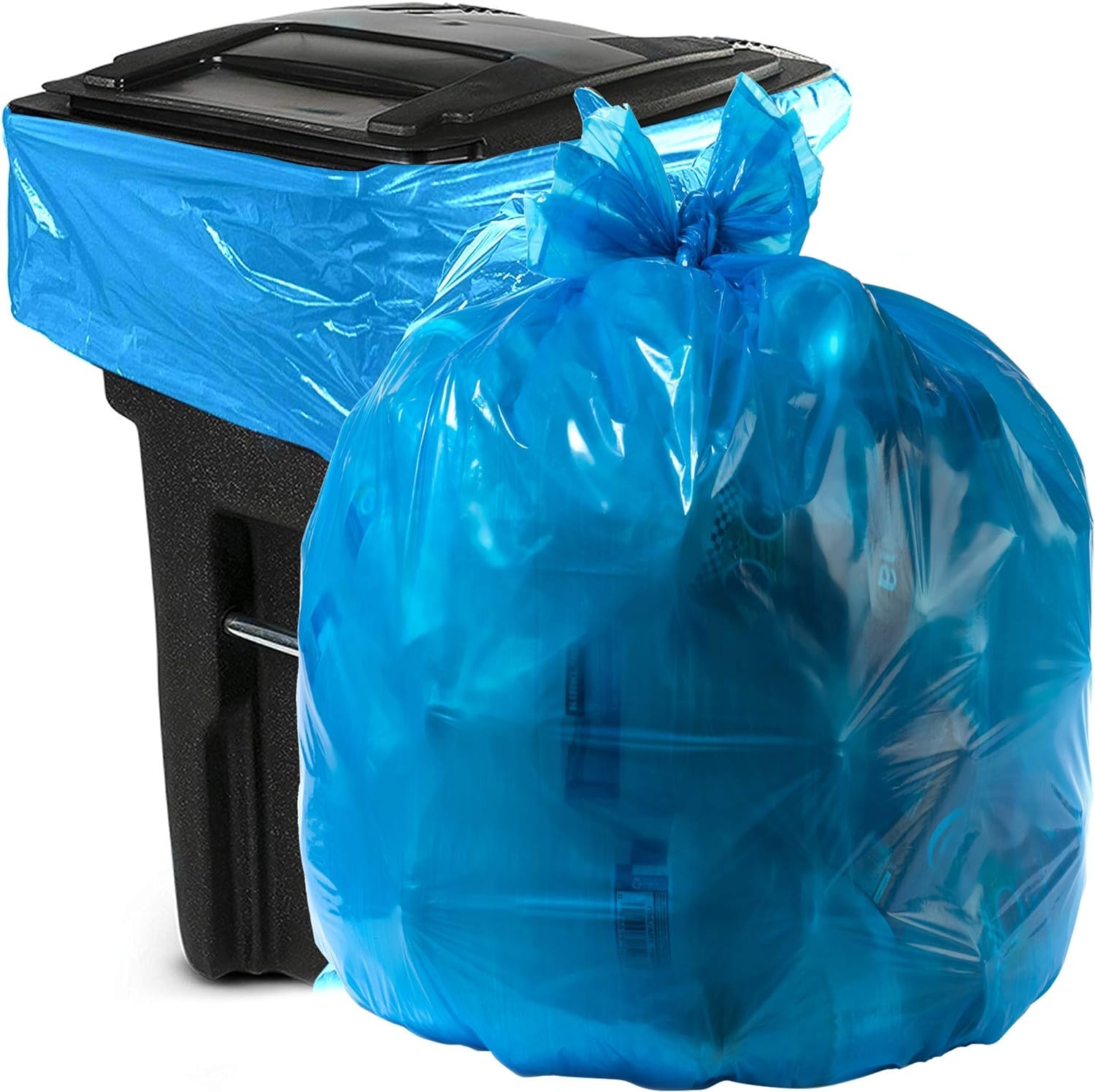 Aluf Plastics 55 Gallon Blue Trash Bags for Rubbermaid Brute - Heavy Duty 1.2 MIL Garbage & Recycling Bags (38