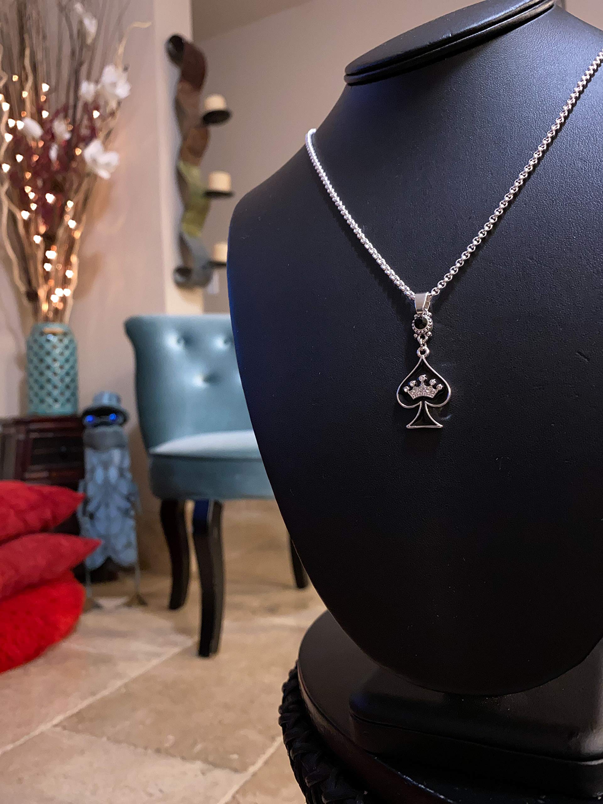 QOS Rhinestone Spade Pendant Necklace - Elegant Jewelry for Hotwife, Queen of Spades, BBC, MFM | Perfect for Swinger Parties, Date Nights & Lifestyle Events