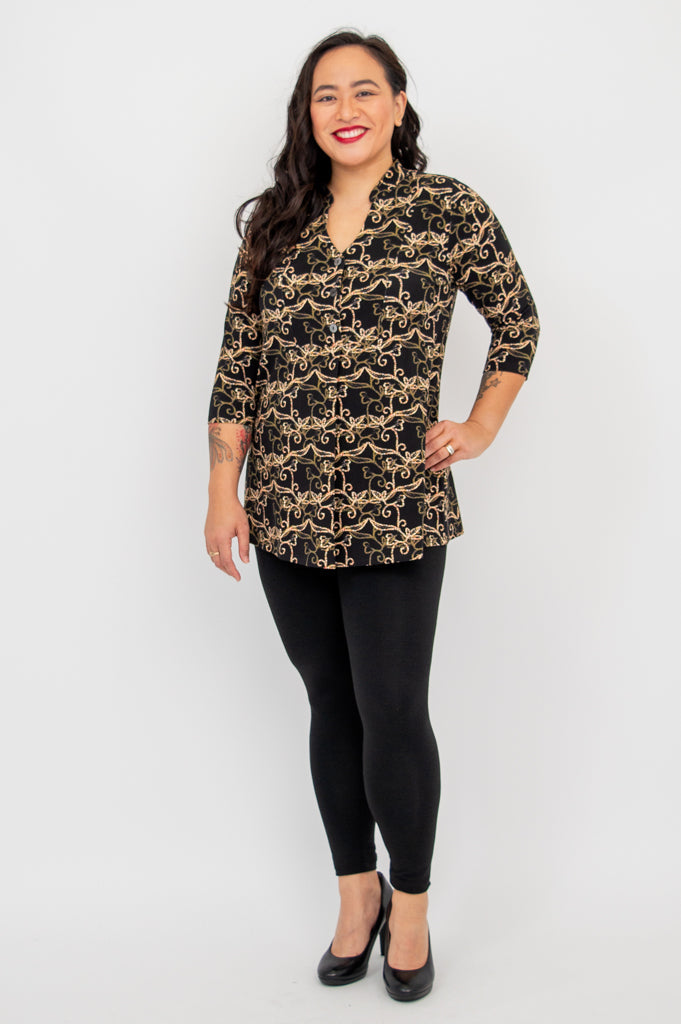 Edwina Women's Bamboo V-Neck Top - Soft & Breathable Bijou Blouse for Casual Wear, Office & Summer Outfits