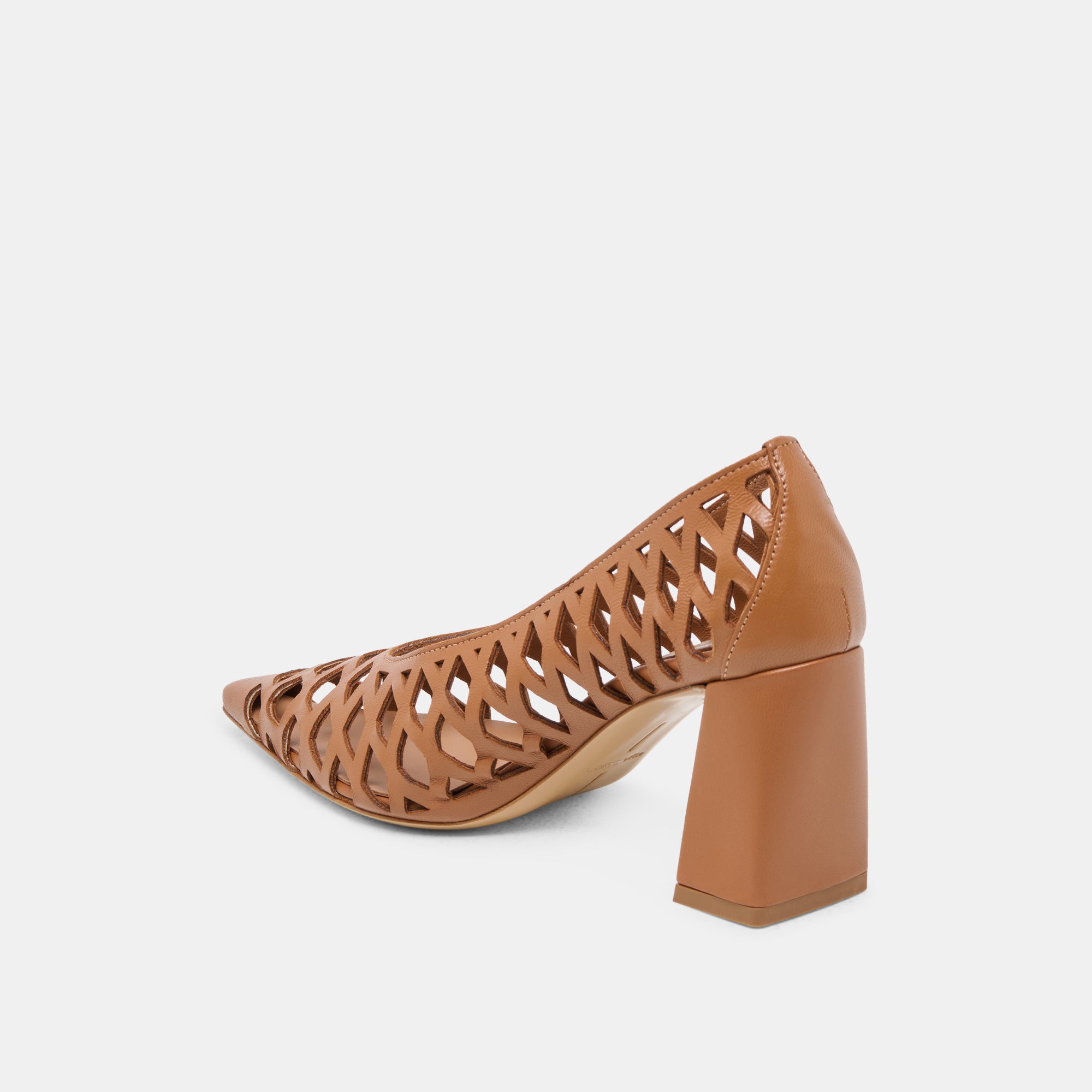 TANYA Women's Cognac Woven Leather High Heels - Stylish Dress Shoes for Work, Party & Special Occasions