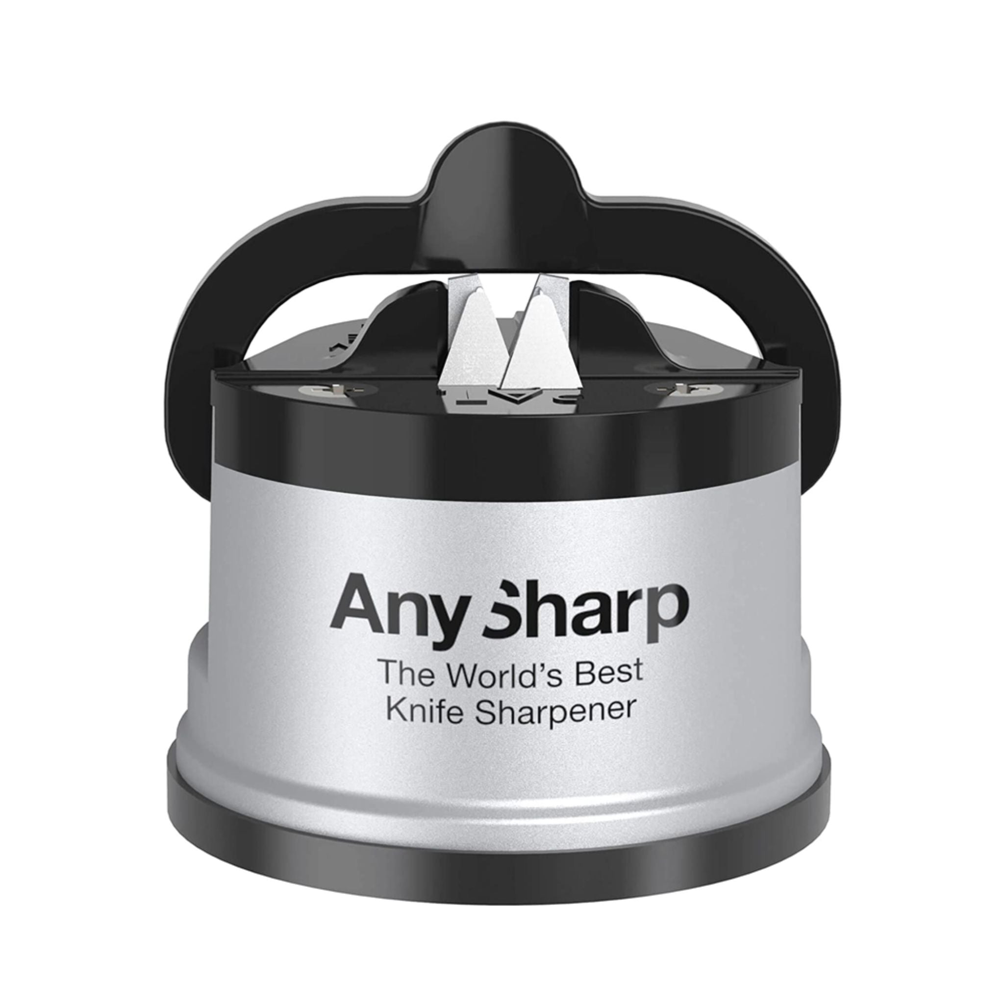ANYSHARP Knife Sharpener - Professional 2-Stage Sharpening System for Kitchen Knives, Scissors & Tools (Silver) - Perfect for Home Cooking, Camping & Outdoor Activities