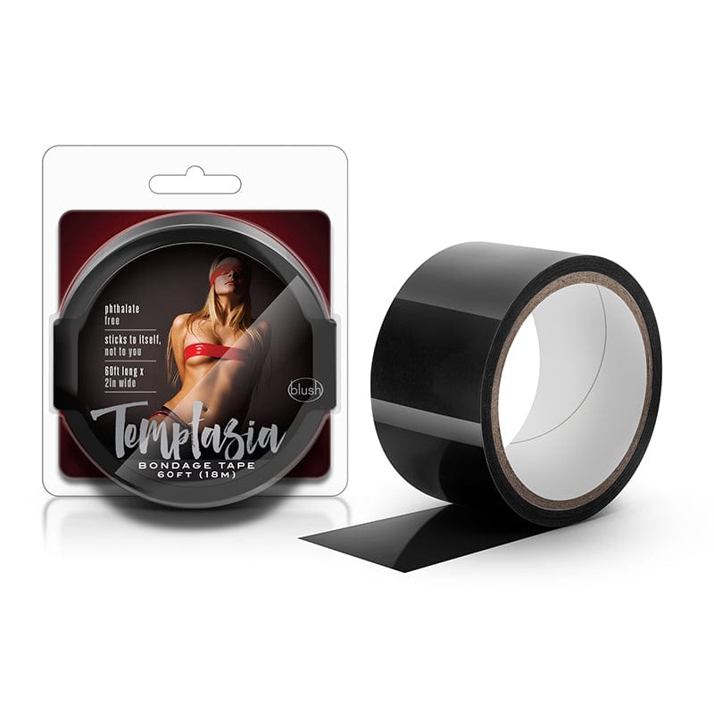 Temptasia 60ft Black Bondage Tape - Restraint Tape for BDSM, Bondage Play & Sensual Exploration - Perfect for Couples, Roleplay & Spicing Up Your Intimate Moments