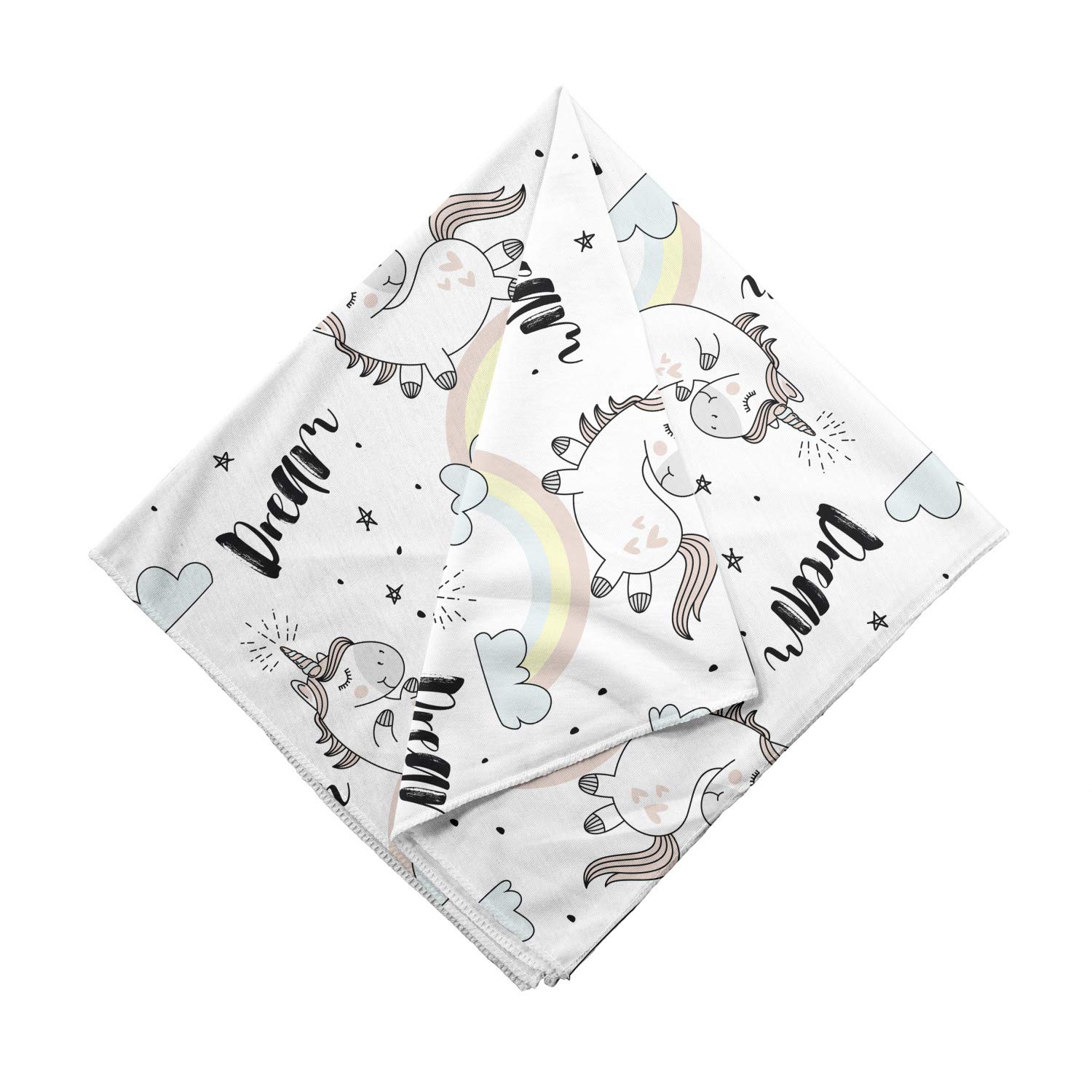 Ambesonne Unicorn Party Bandana - Mythical Horse Flying Design - Unisex Head & Neck Scarf for Festivals, Cosplay & Costume Parties