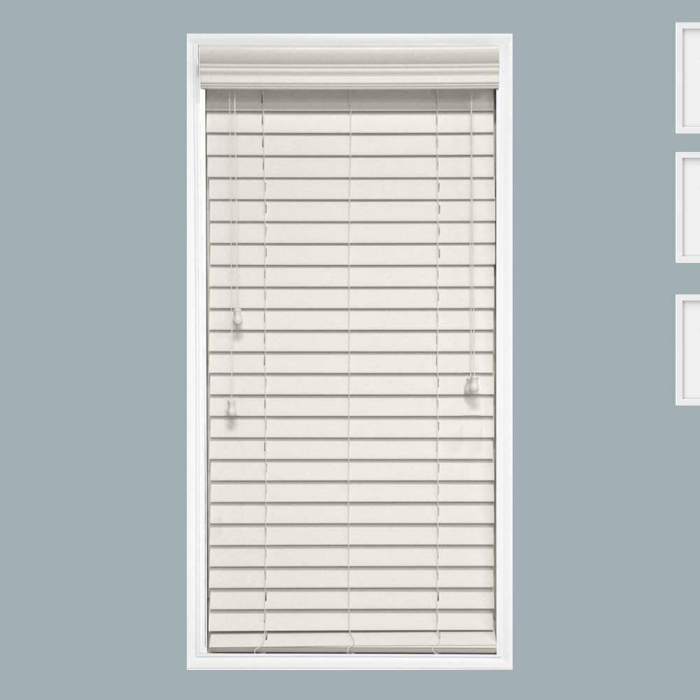 Custom Faux Wood 2-Inch Horizontal Window Blinds - Coconut/Pearl (Light Ivory) | Corded/Cordless | Inside/Outside Mount | Durable & Stylish for Living Room, Bedroom & Office