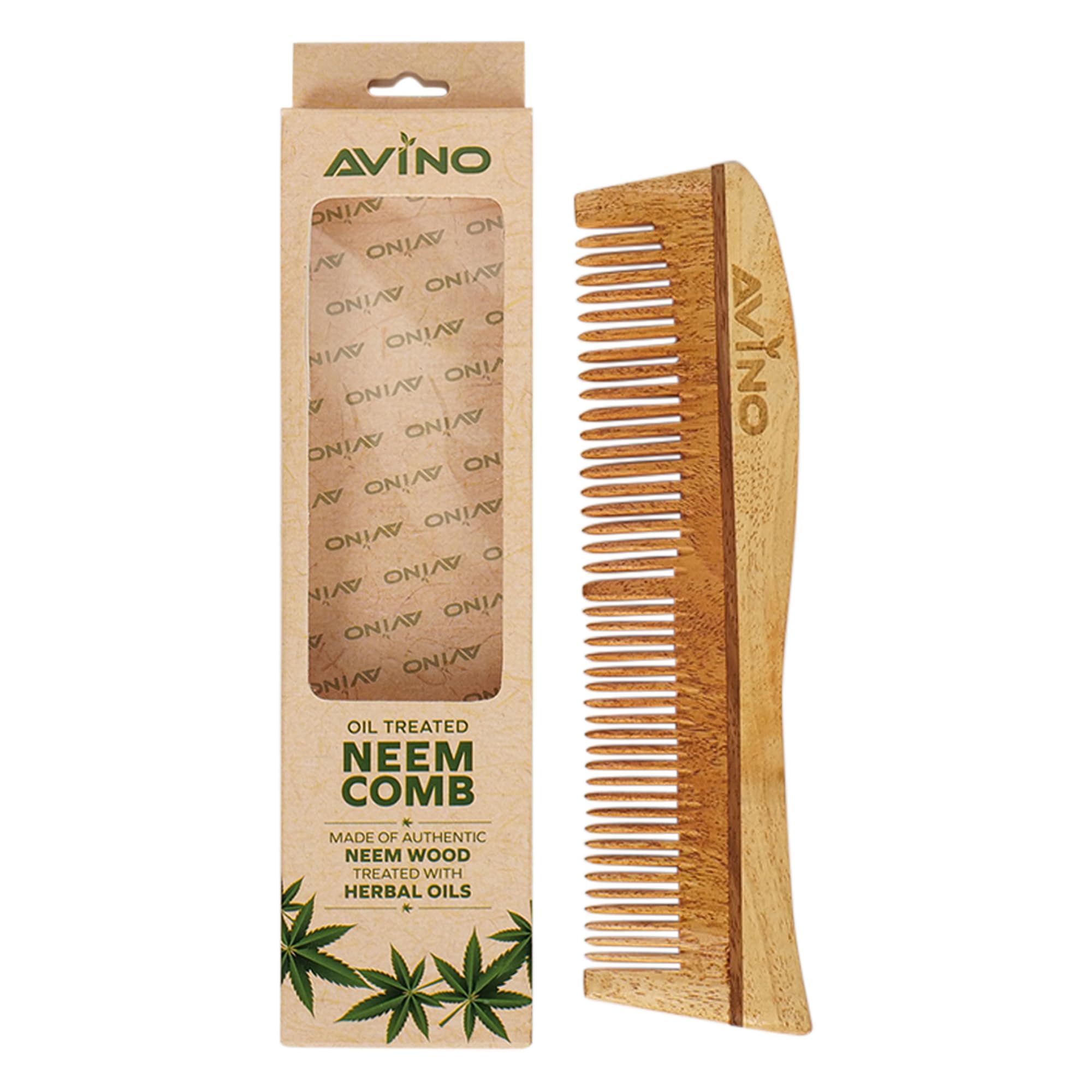 Avino Neem Wood Anti Hair Fall Comb for Women & Men - Natural Hair Growth Stimulator & Scalp Massager - Gentle Detangling Comb for Thin, Thick, Curly or Straight Hair - Perfect for Daily Hair Care Routine & Salon Use