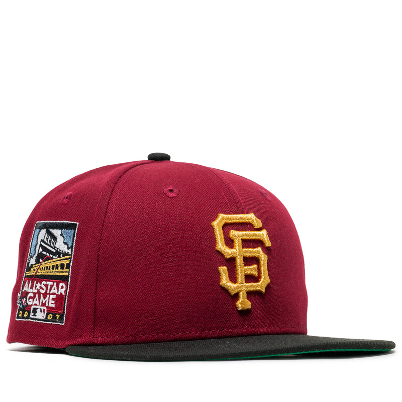 New Era x Politics San Francisco Giants 59FIFTY Fitted Cap - Cardinal/Black - Official MLB Baseball Hat for Men & Women - Perfect for Games, Streetwear & Fan Collections