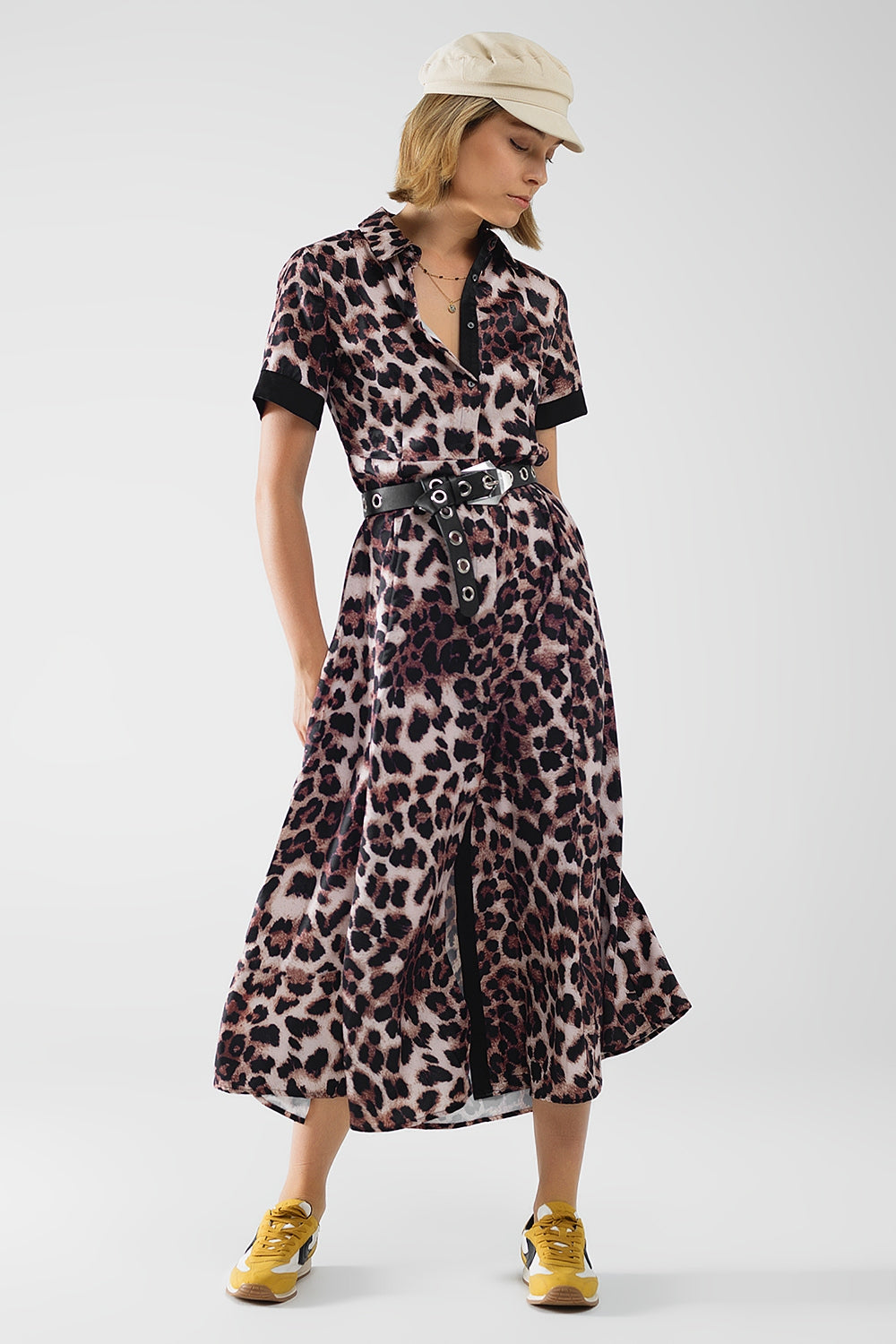 Leopard Print Long Button Down Robe with Satin Trim - Elegant Loungewear for Women, Perfect for Spa Days, Relaxing at Home, or Bridal Party Gifts