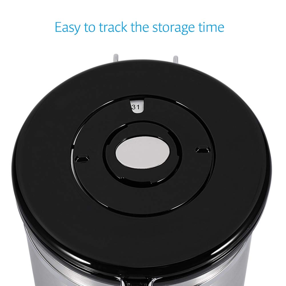 Vacuum Sealed Stainless Steel Coffee Canister - 1.8L Large Airtight Coffee Storage Container for Whole Beans & Ground Coffee - Keeps Fresh for Kitchen, Office & Camping Use (Silver)