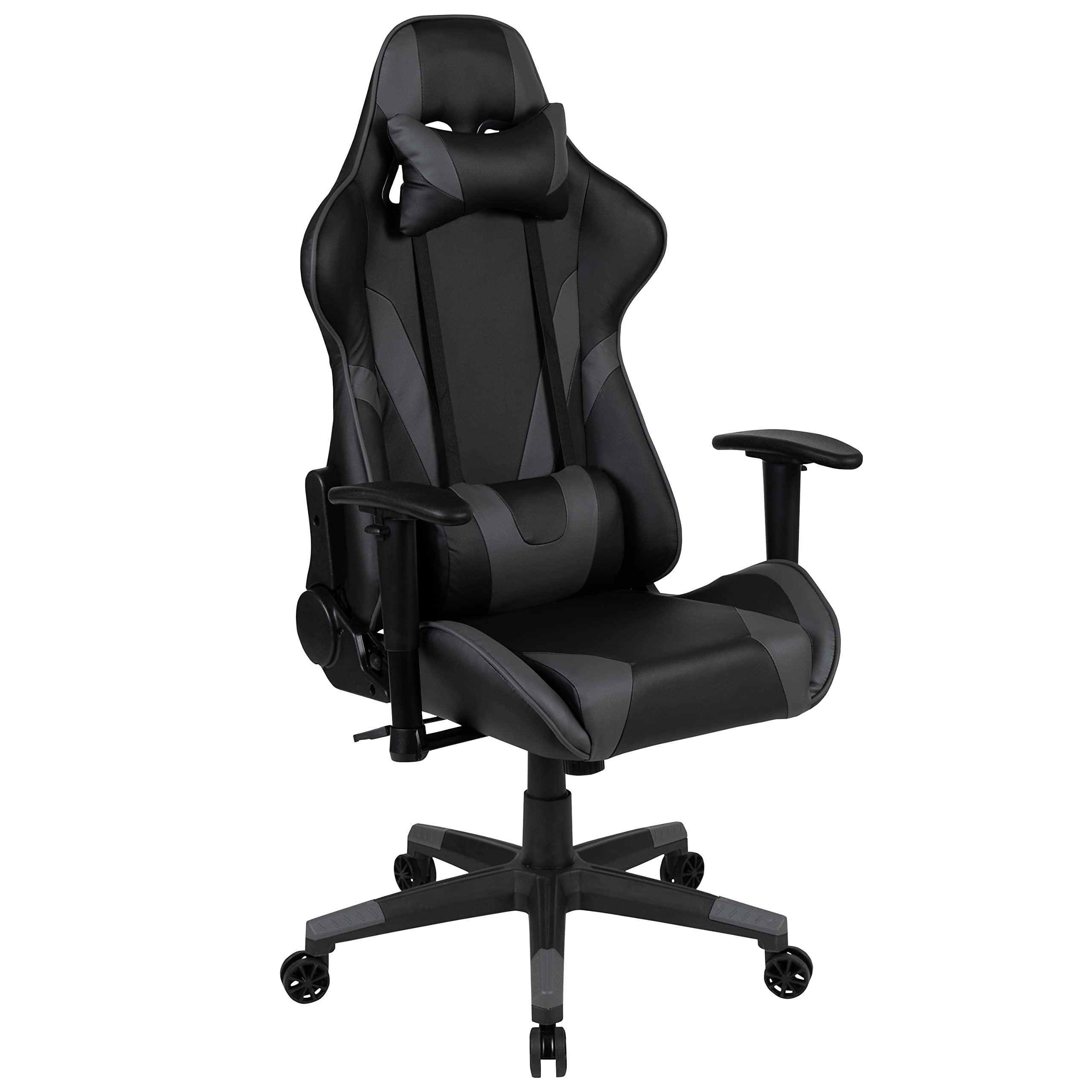 Premium Black Gaming Desk & Gray Ergonomic Reclining Gaming Chair Set with Cup Holder, Headrest & Headphone Hook - Perfect for PC Gaming, Streaming & Home Office Setup