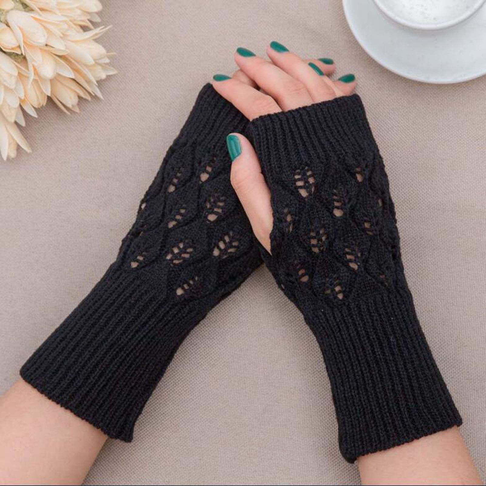 Women's Knit Fingerless Gloves - Soft Winter Knitted Mittens for Warmth & Comfort - Perfect for Outdoor Activities, Running, Hiking & Cold Weather Fashion