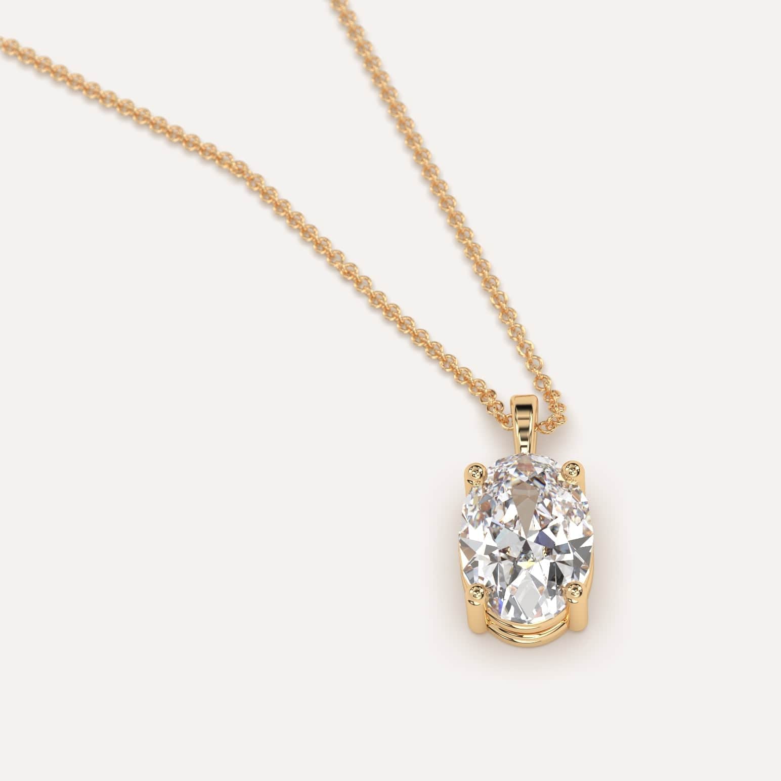 2 Carat Oval Diamond Pendant Necklace for Women - 14K White Gold Solitaire Necklace - Elegant Jewelry Gift for Anniversary, Valentine's Day & Special Occasions