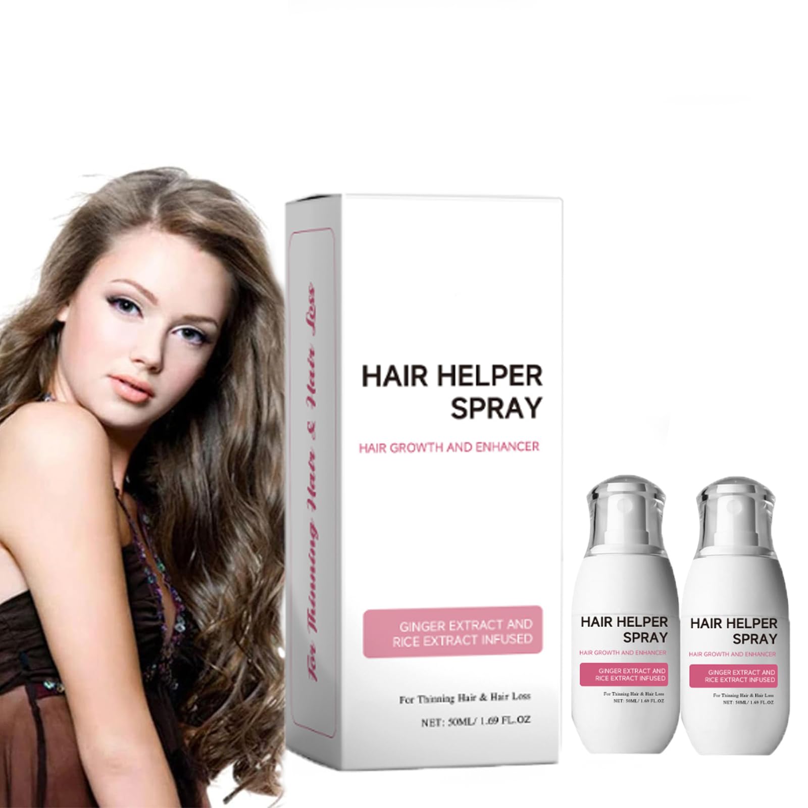 2Pcs Hair Growth Spray for Thinning Hair - Natural Rice Water Hair Treatment for Men & Women (50ml) | Promotes Healthy Hair Growth, Strengthens Follicles | Perfect for Daily Hair Care Routine & Scalp Nourishment