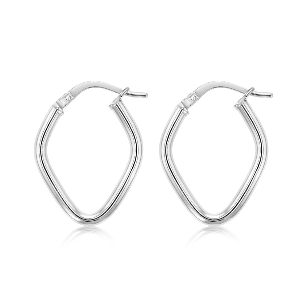 9ct White Gold Silver-Filled Diamond Hoop Earrings for Women - Elegant Fancy Dangle Earrings for Party, Wedding & Everyday Wear