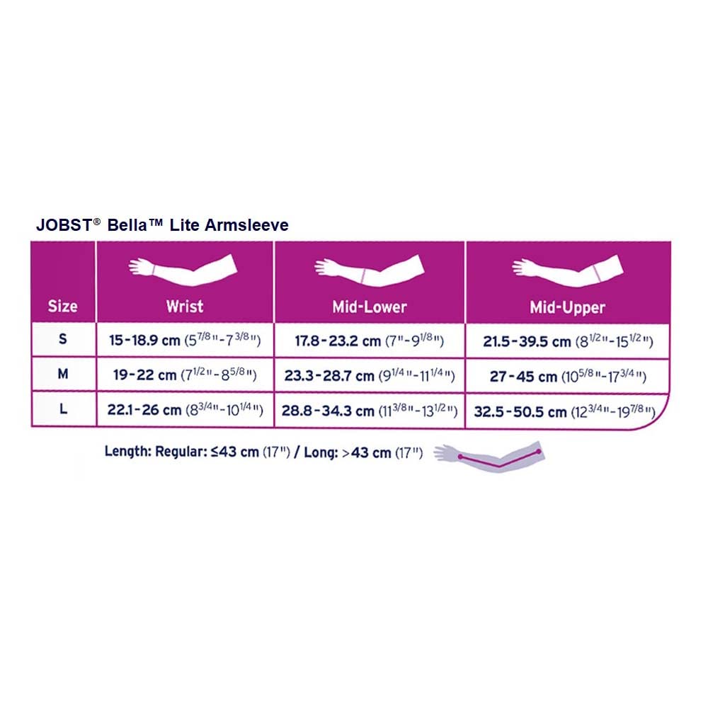 JOBST Bella Lite 20-30 mmHg Compression Arm Sleeves with Gauntlet - Beige for Lymphedema & Varicose Veins Relief - Perfect for Daily Wear, Travel & Post-Surgery Recovery