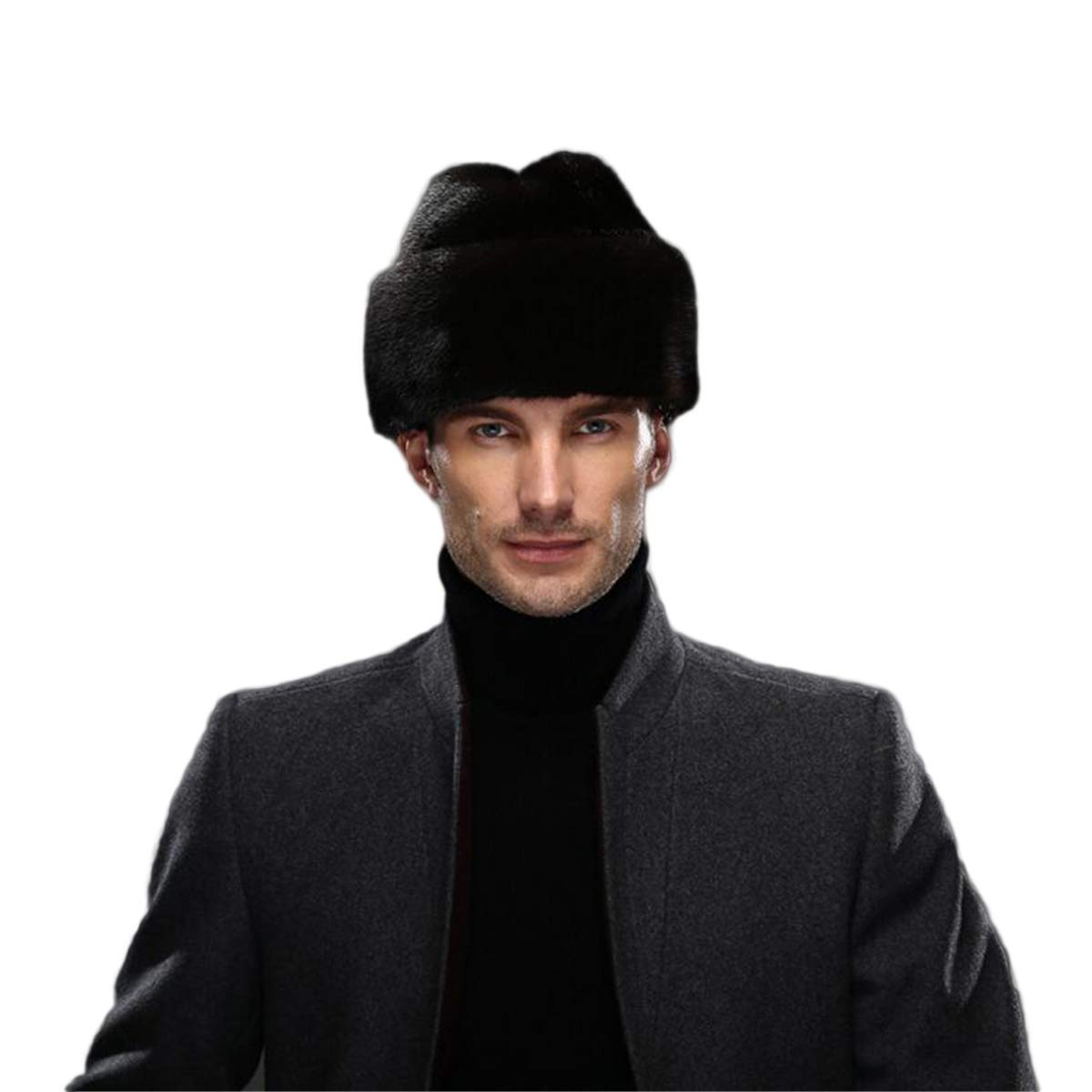 KAISHIN Men's Real Mink Fur Winter Hat with Ear Flaps - Warm Bomber Style Fur Hat for Cold Weather - Perfect for Skiing, Snowboarding & Outdoor Winter Activities