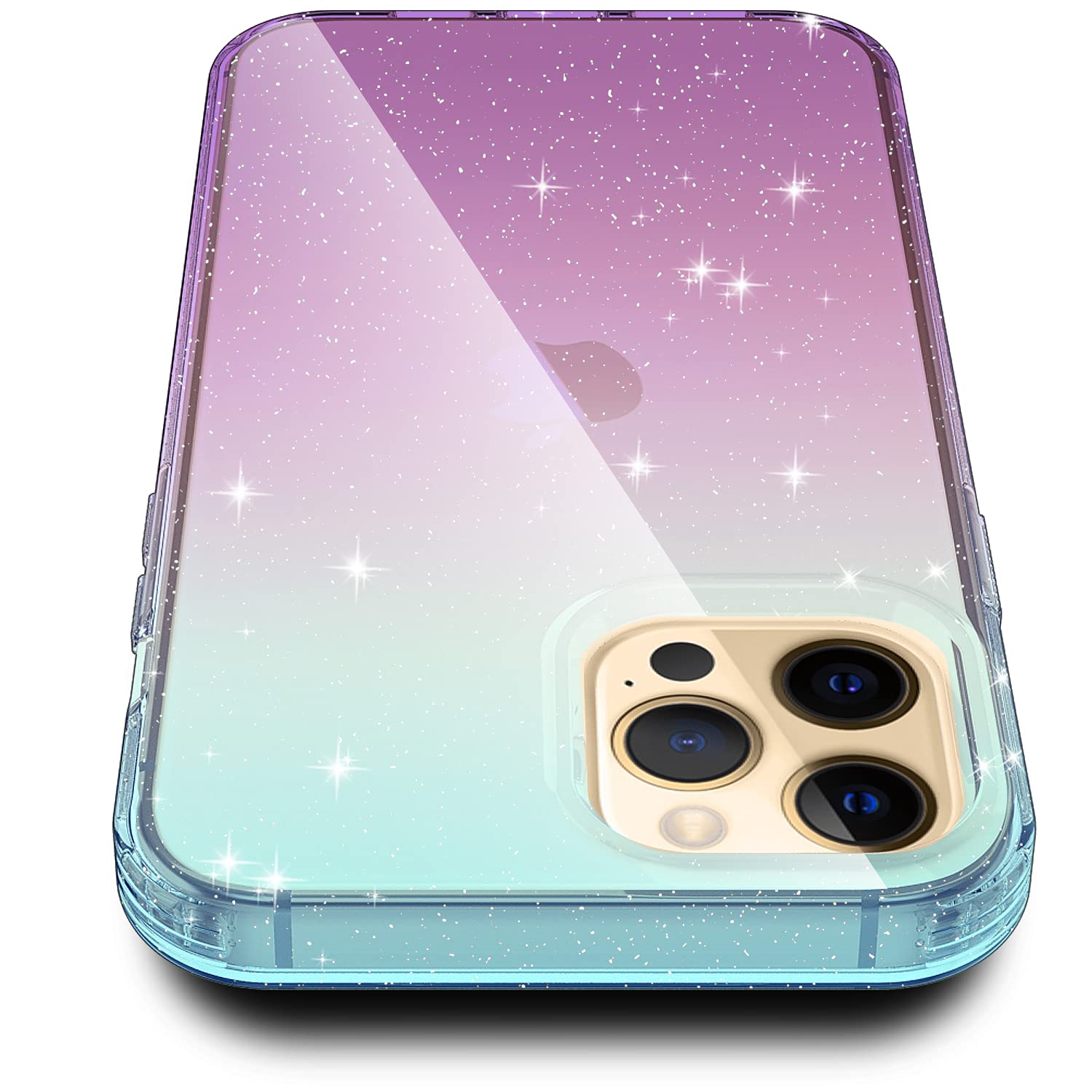 Shockproof Ultra Slim iPhone 12 Pro Max Case - TPU Gradient Light Blue/Purple Bumper Cover for Apple iPhone 12 Pro Max 6.7