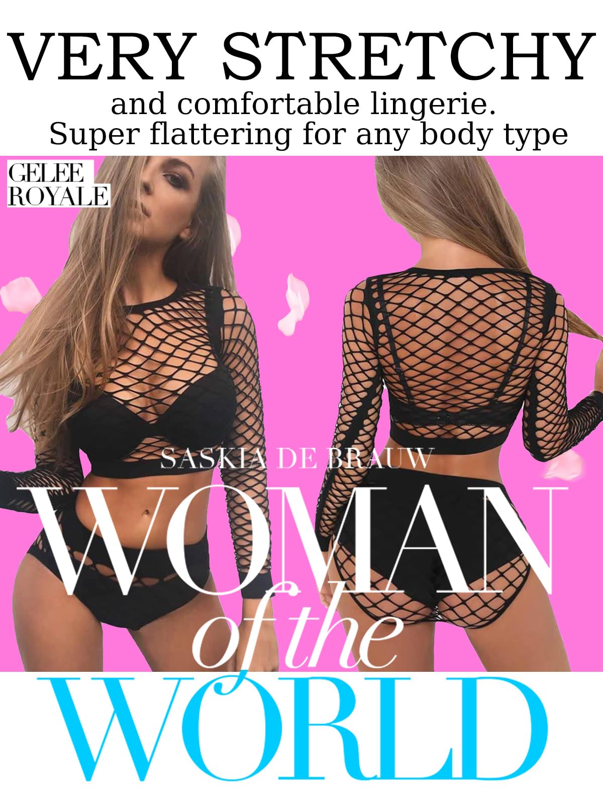 Sexy Women's Mesh Lingerie Fishnet Babydoll Mini Dress Bodysuit - Sheer Long Sleeve See-Through Cover Up for Valentine's Day & Romantic Nights