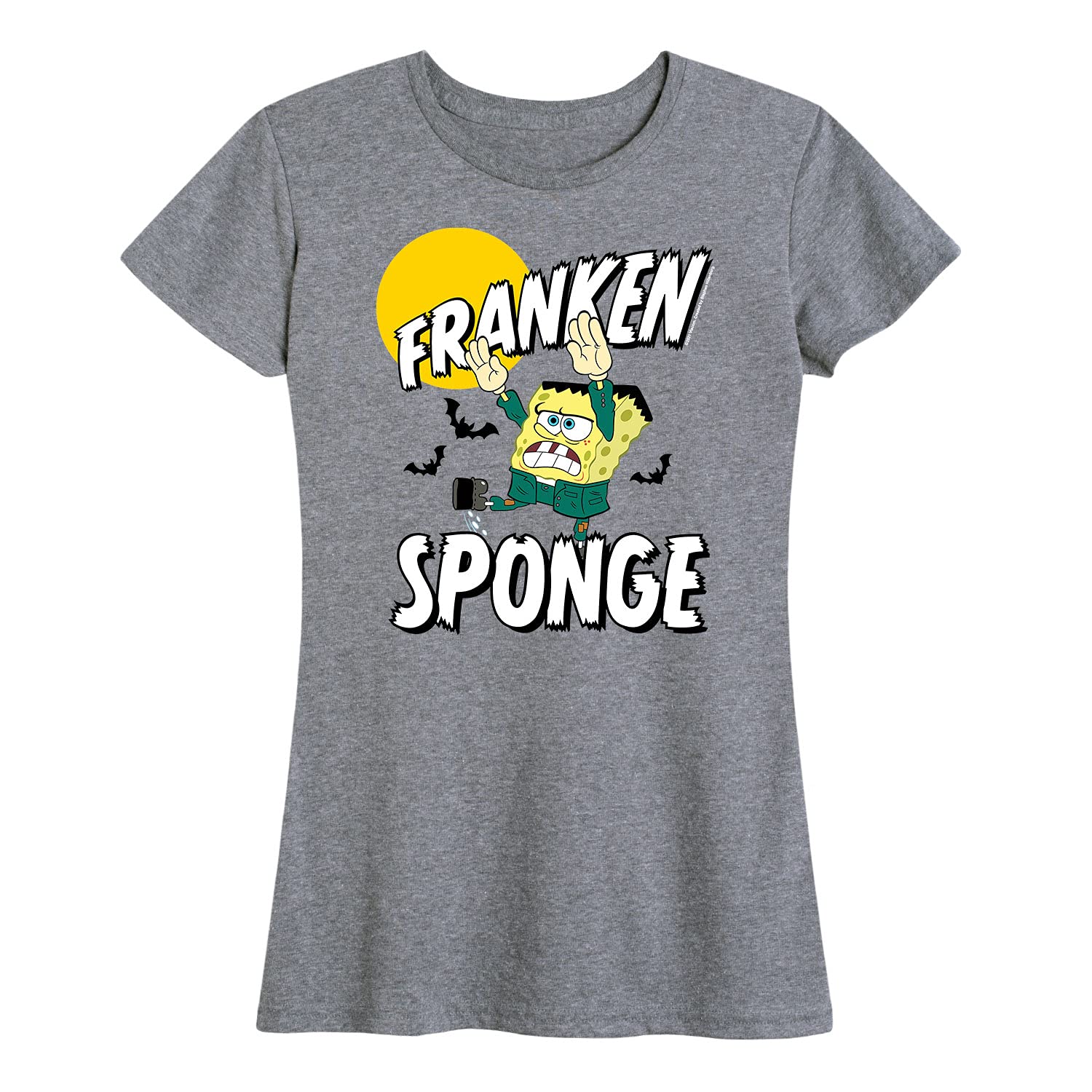 HYBRID APPAREL Women's Spongebob Squarepants Franken Sponge Graphic T-Shirt - Short Sleeve Casual Tee for Cosplay, Halloween & Everyday Wear