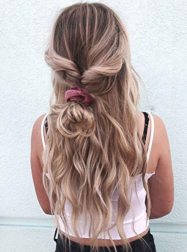 Velvet Scrunchies for Women - 6 Pack Soft Hair Ties | VSCO Girl Hair Accessories | Elastic Hair Bands with Zipper Pocket | Perfect Gift for Friends | Great for School, Work, Travel and Everyday Use