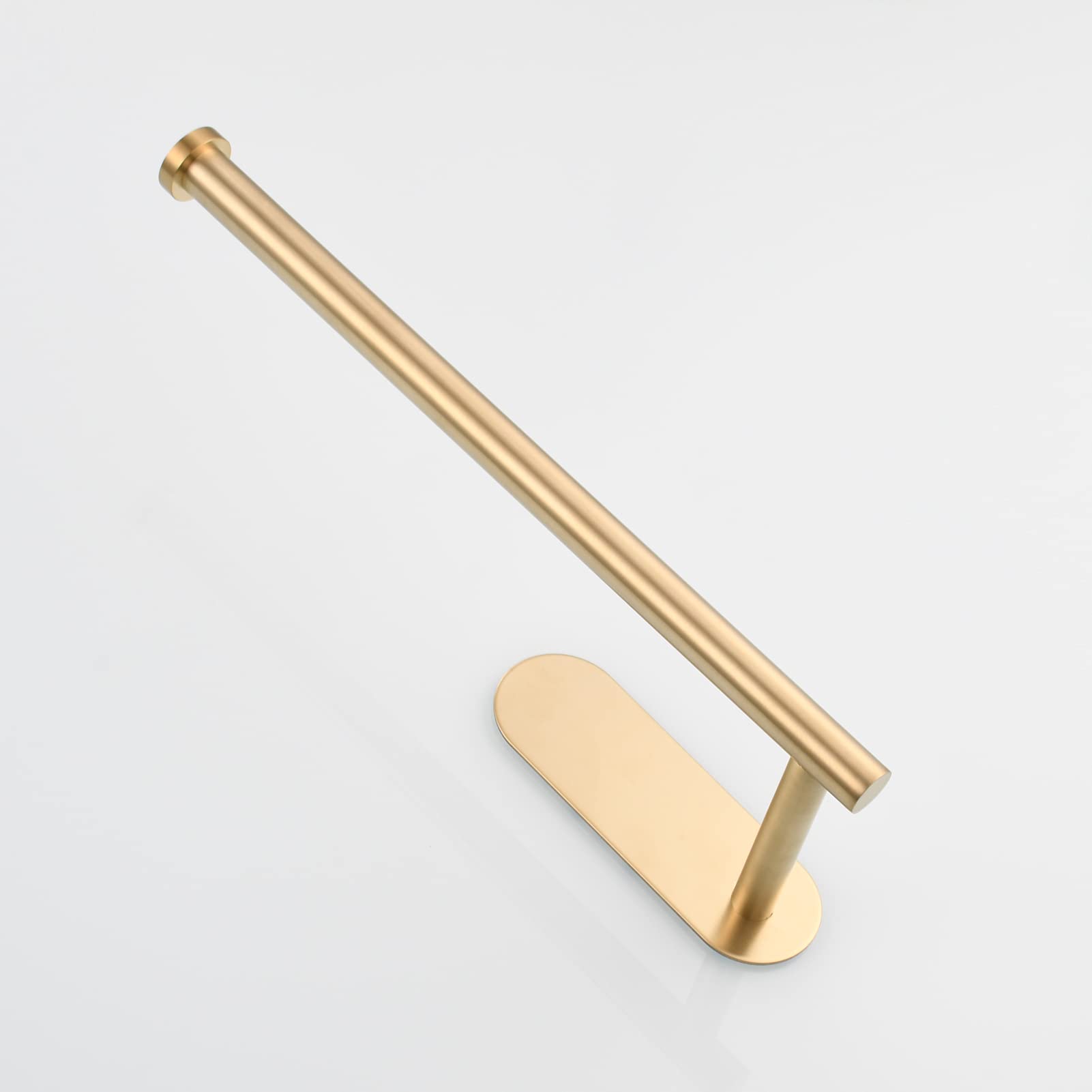Stainless Steel Adhesive Towel Holder & Extendable Toilet Paper Roll Holder - Brushed Gold Bathroom Organizer for 2 Rolls - Perfect for Small Spaces, RVs & Apartment Bathrooms