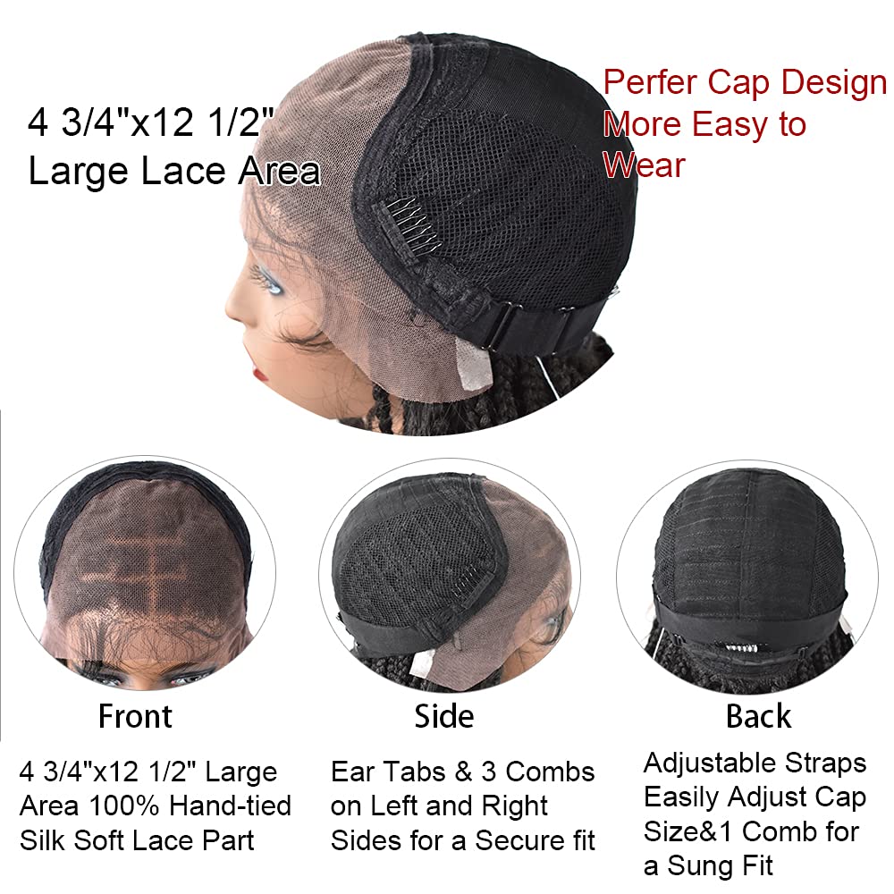 Black Women's Lace Front Wigs - Hand Cornrow Braided Micro Twist Full Cap Wig with Swiss Lace | Lightweight Afro Box Braided Wig (#27/613M Blonde) | Perfect for Daily Wear, Parties & Protective Hairstyles