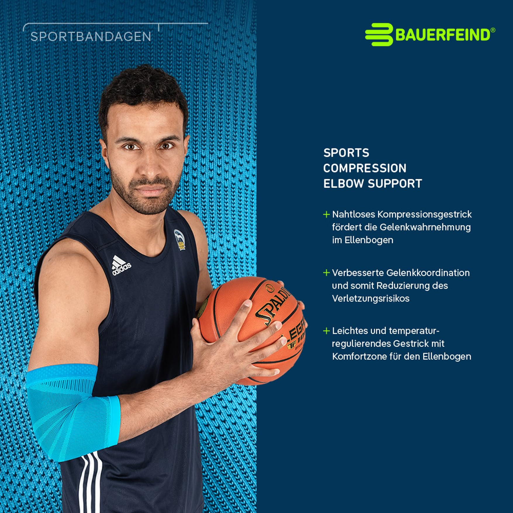 Bauerfeind Sports Compression Elbow Sleeve - Unisex Support for Athletics & Impact Activities - Adjustable Fit for Right or Left Arm - Black, Large - Ideal for Tennis, Golf, Weightlifting & Recovery