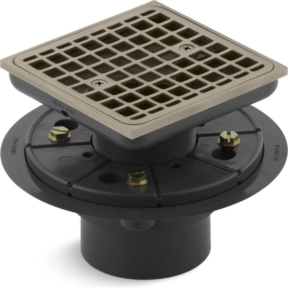 Kohler K-9136-BV Square Tile-In Shower Drain in Vibrant Brushed Bronze - Perfect for Modern Bathroom Renovations & Luxury Shower Installations