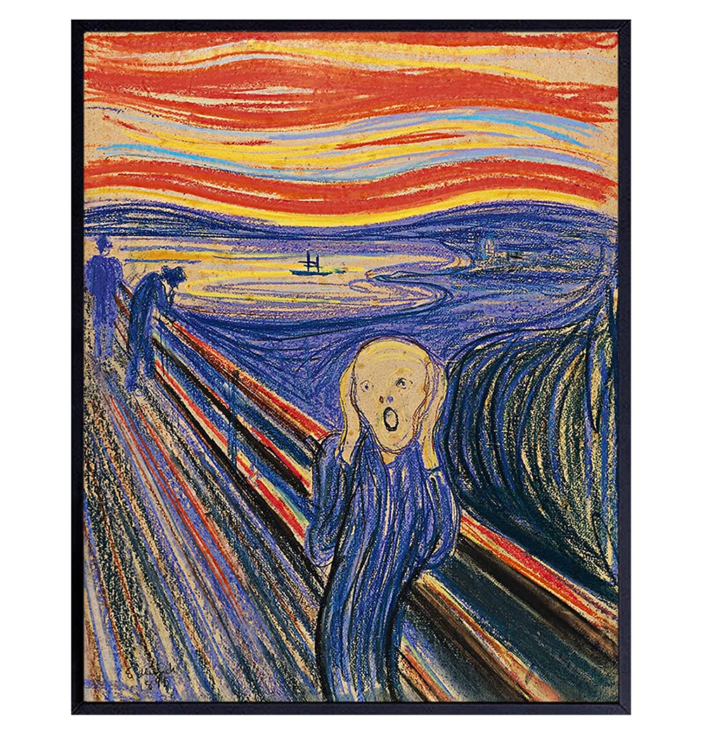 Edvard Munch The Scream Wall Art Print - 8x10 Museum Quality Poster - Abstract Horror Art Decor for Living Room, Bedroom & Office - Gothic Home Decor & Scary Picture for Halloween
