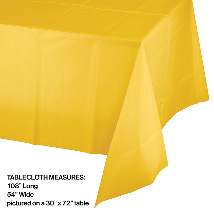 12-Pack Bulk Disposable Plastic Table Covers - School Bus Yellow - Perfect for Classroom Parties, School Events & Birthday Celebrations