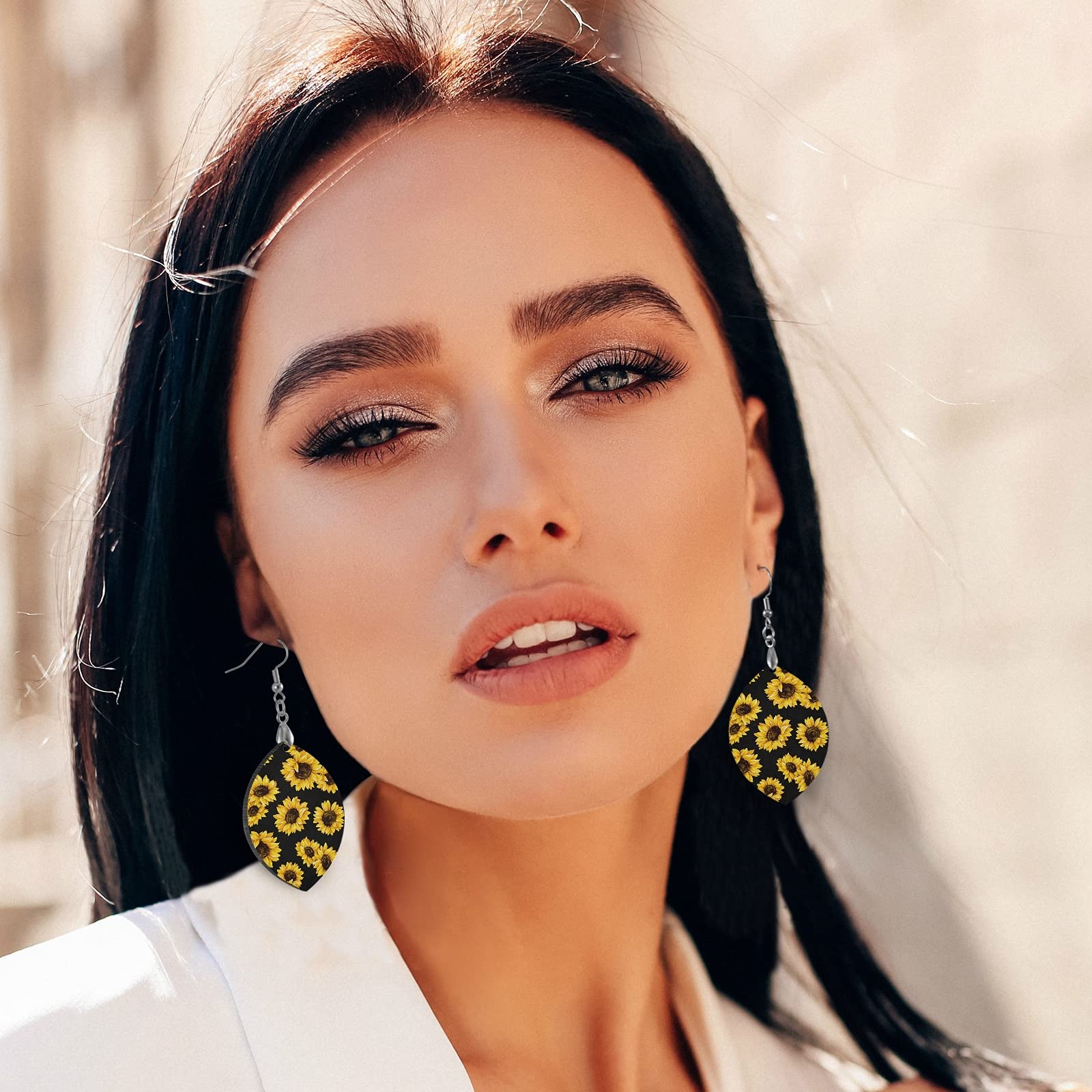 Stylish Yellow Floral Sunflower Dangle Earrings for Women - Boho Drop Earrings with Black Accents | Perfect for Summer Outfits, Weddings & Casual Wear
